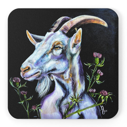 Goat in Thistles Coasters - from Mama Mosaic Artworks with Cork Back