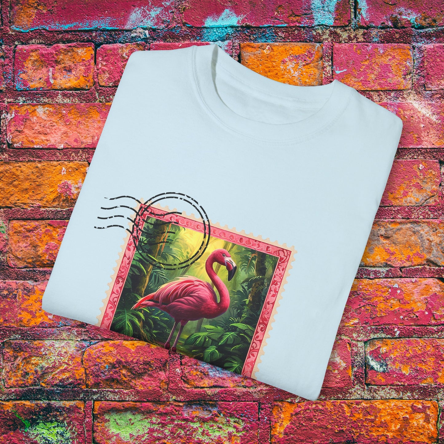 Flamingo Travel Stamp TShirt - Comfort Colors Unisex Crew