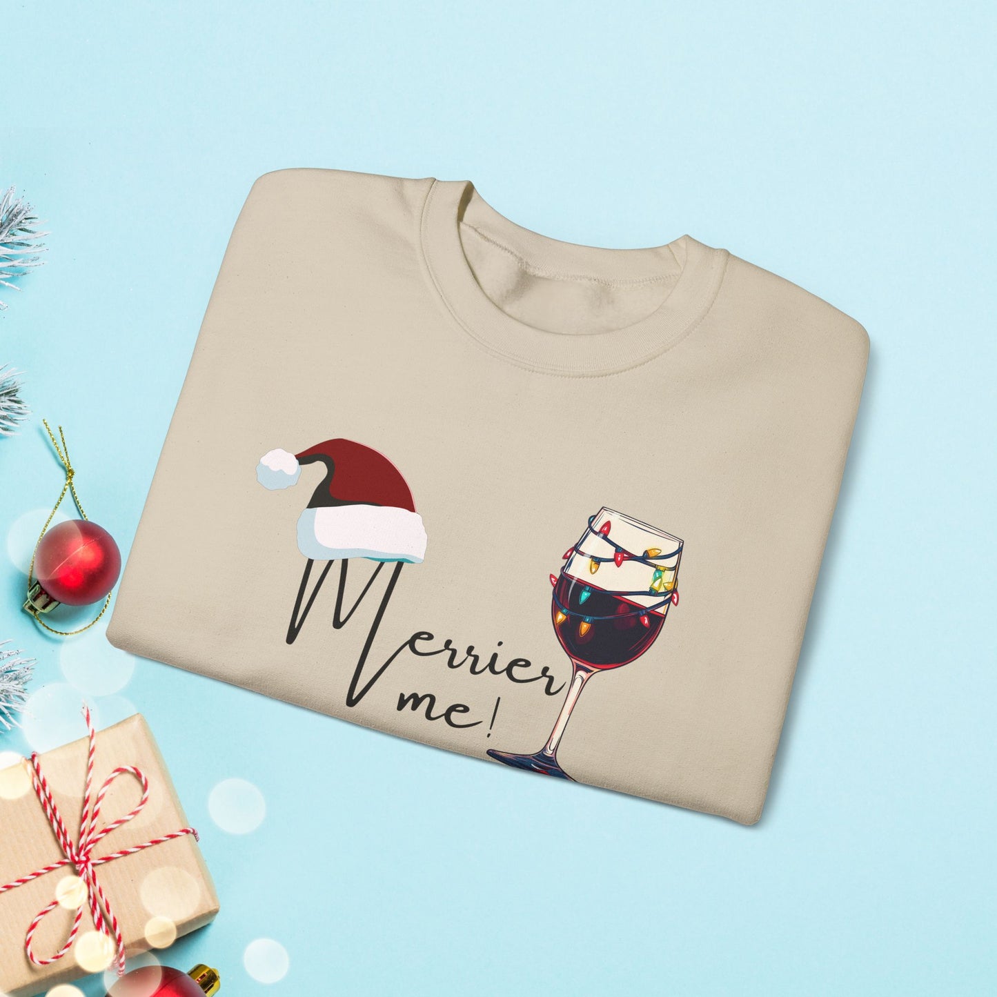 Christmas Wine Sweatshirt - Merry Me - Unisex Crew