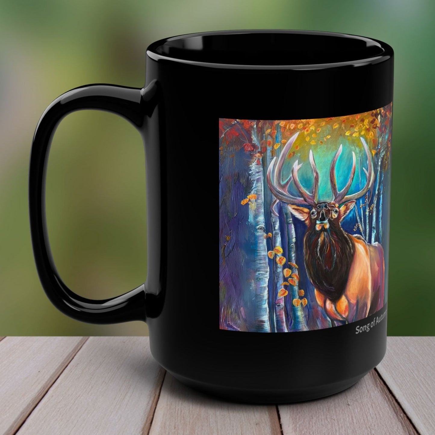 Wapiti Elk Mug - 15oz Glossy Ceramic - Song of Autumn Elk from Mama Mosaic Artworks