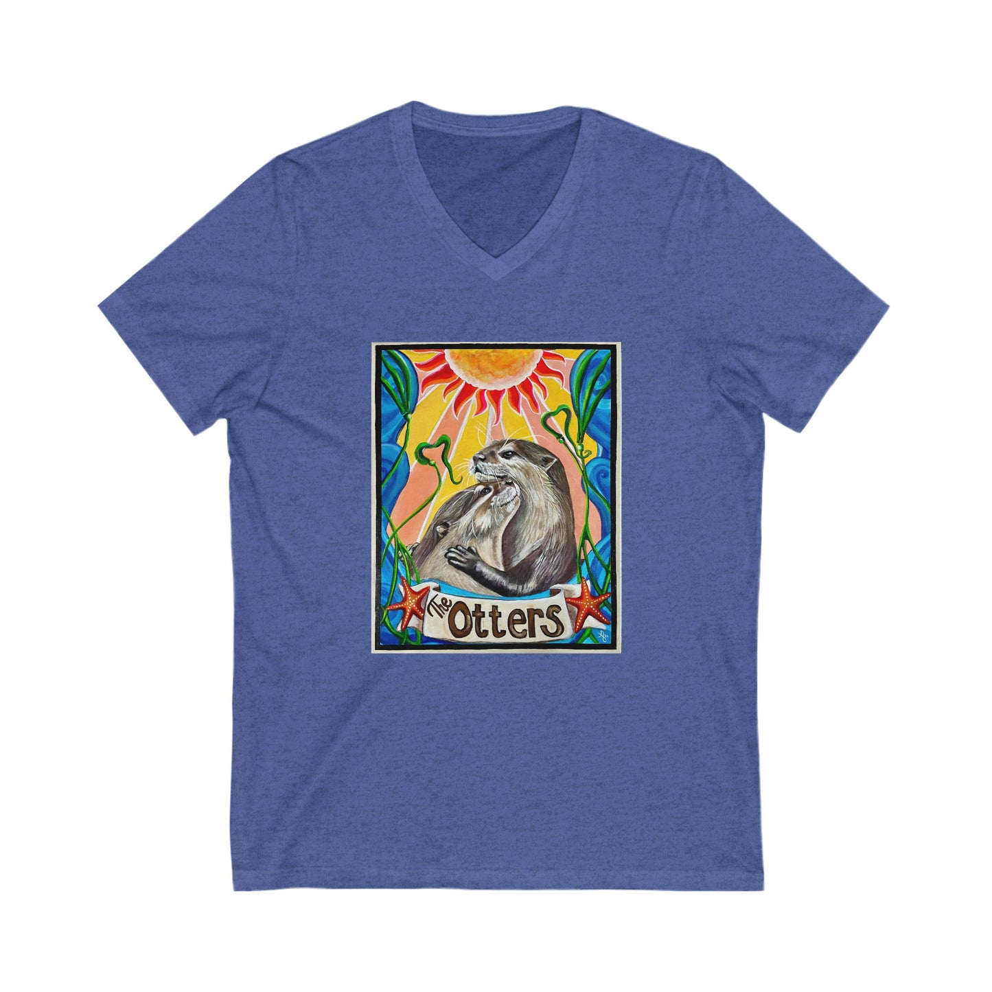 Otter Love V-Neck Tee | Unisex Short Sleeve Shirt, Animal Lover Gift, Nature Tee, Cute Otter Shirt
