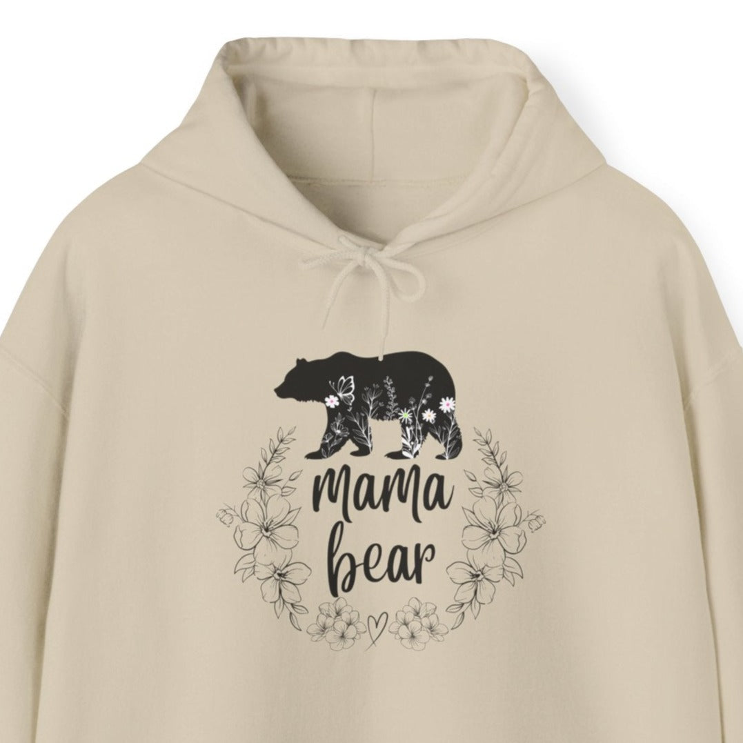 Hoodie - Mama Bear Floral Wreath Unisex Hooded Sweatshirt