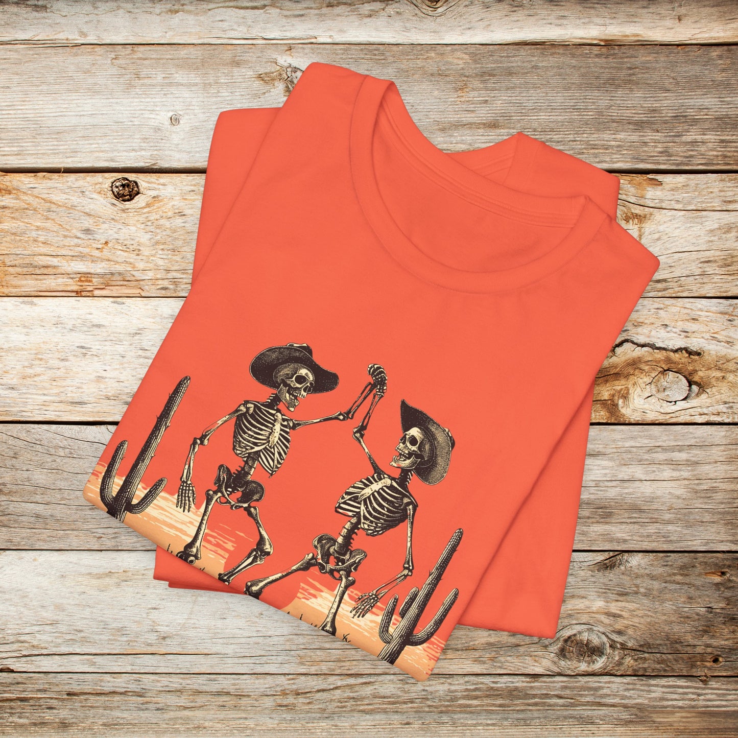 Skeleton TShirt - Dancing Cowboy Skeletons Unisex Crew