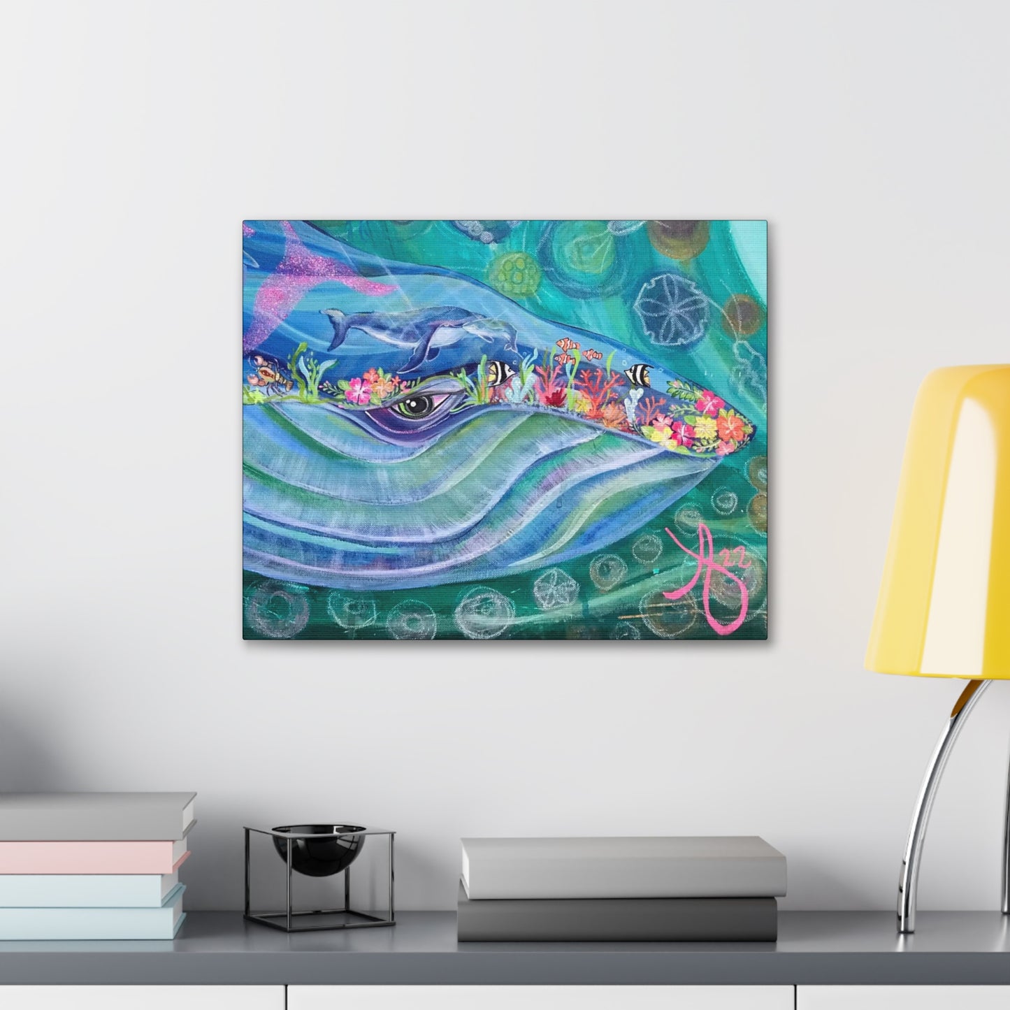 Fine Art Canvas - Mama and Baby Blue Whale from Mama Mosaic Artworks