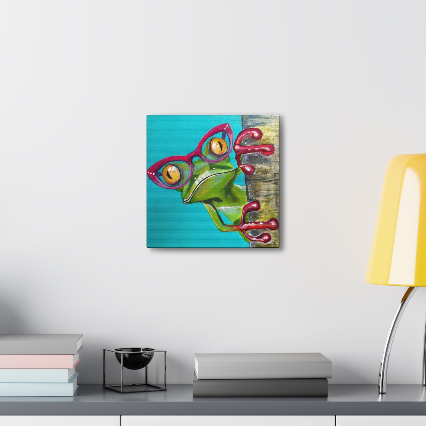 Fine Art Canvas - Read More Optical Frog from Mama Mosaic Artworks