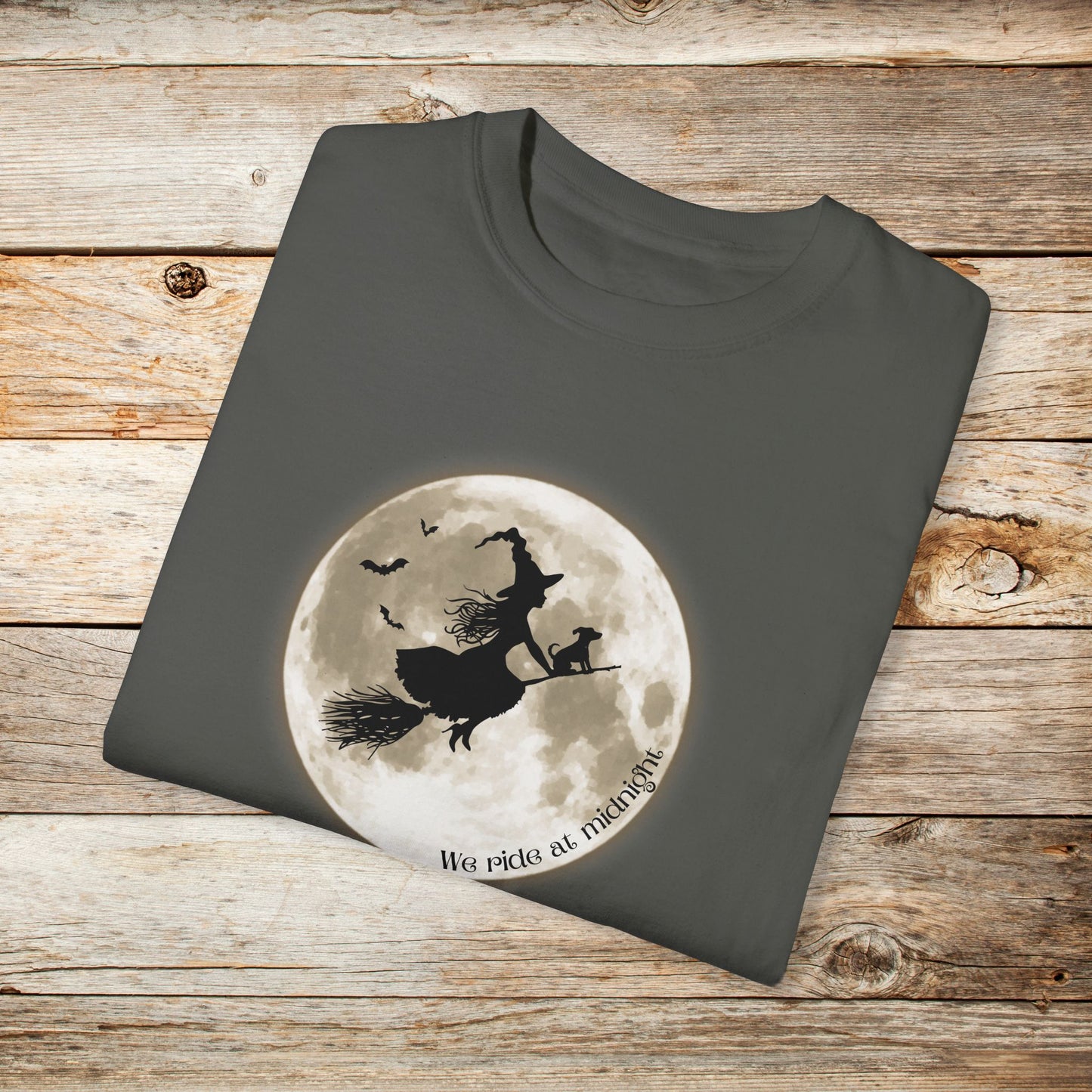 Witch and Her Dog Ride at Midnight TShirt - Comfort Colors Unisex Crew