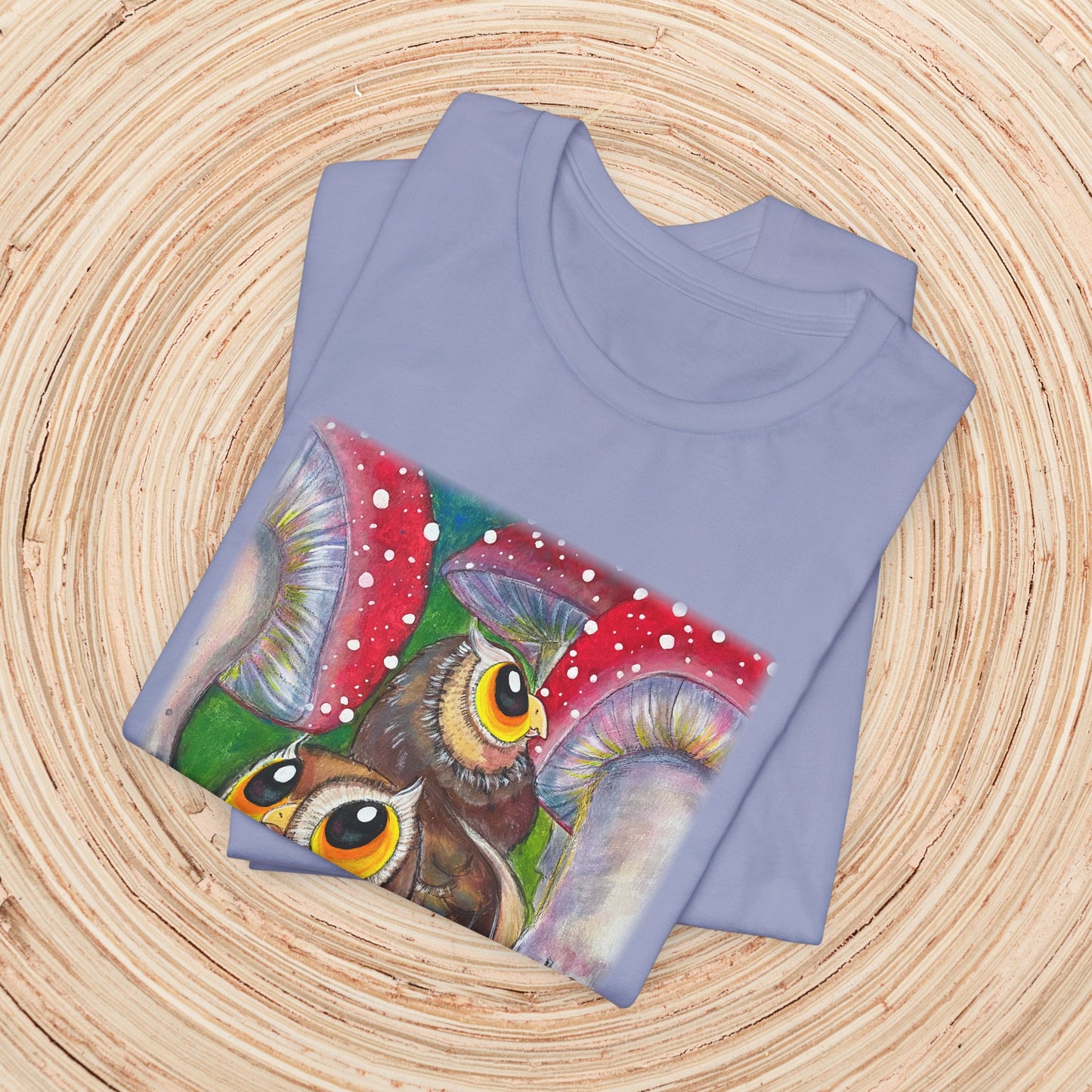 Owls and Shrooms Unisex TShirt - Lost in Shroomtasia from Mama Mosaic Artworks