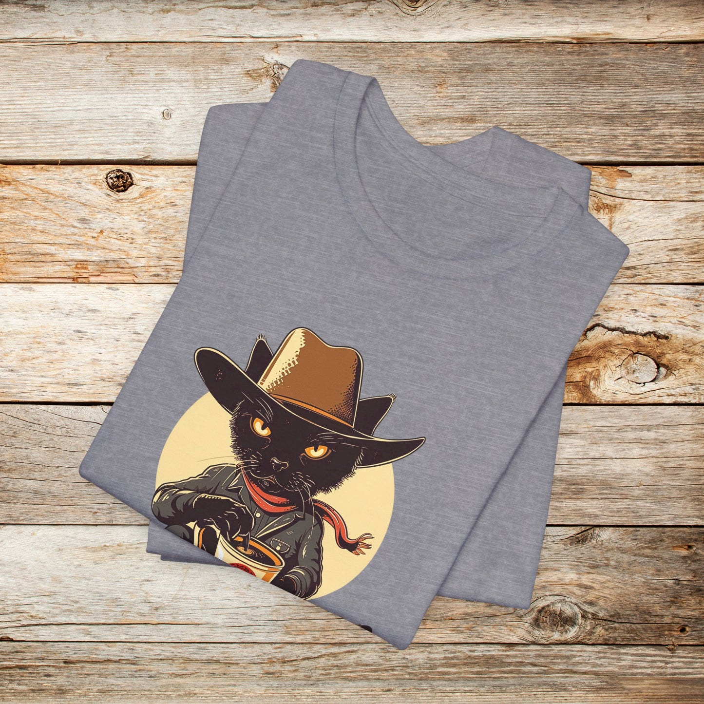 Cowboy Cat TShirt - Hombre Gato Black Cat Unisex Crew