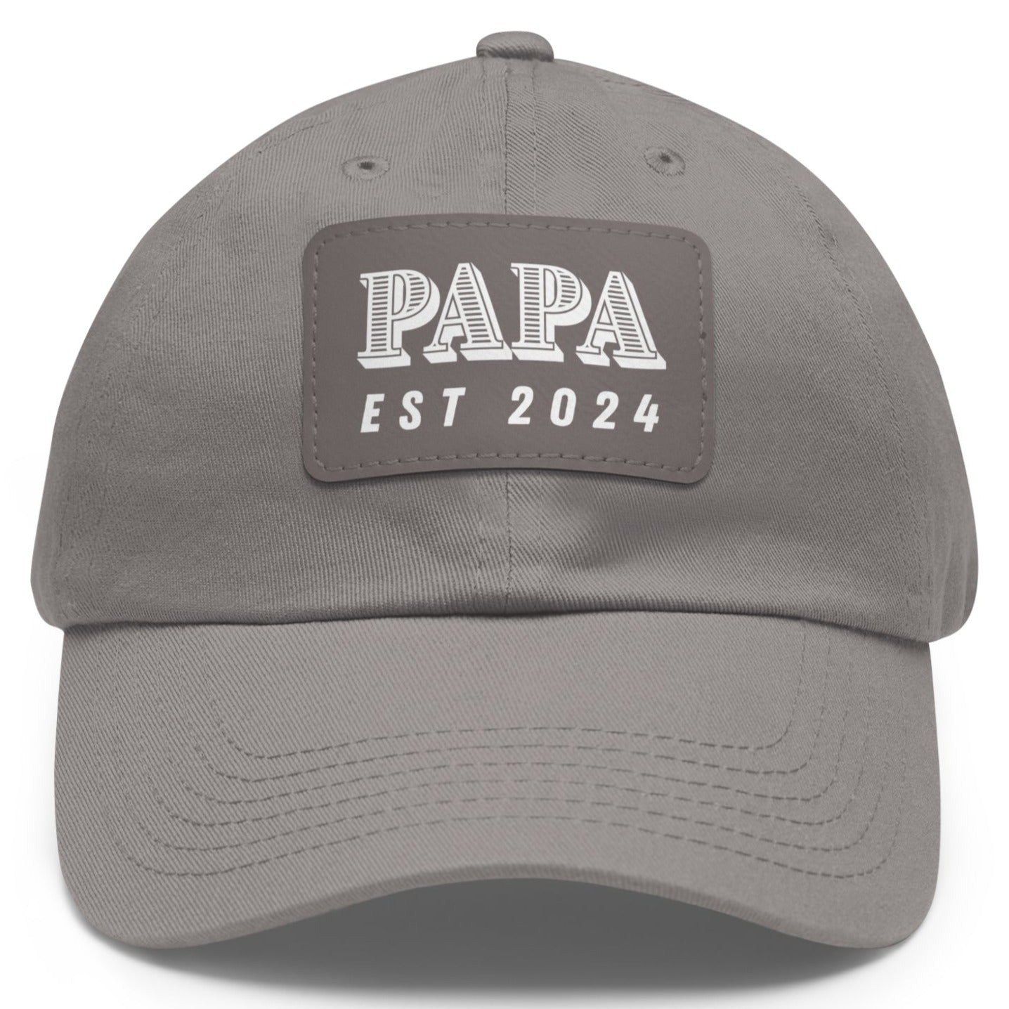 Papa Est 2024 Ball Cap with Faux Leather Patch - Adjustable