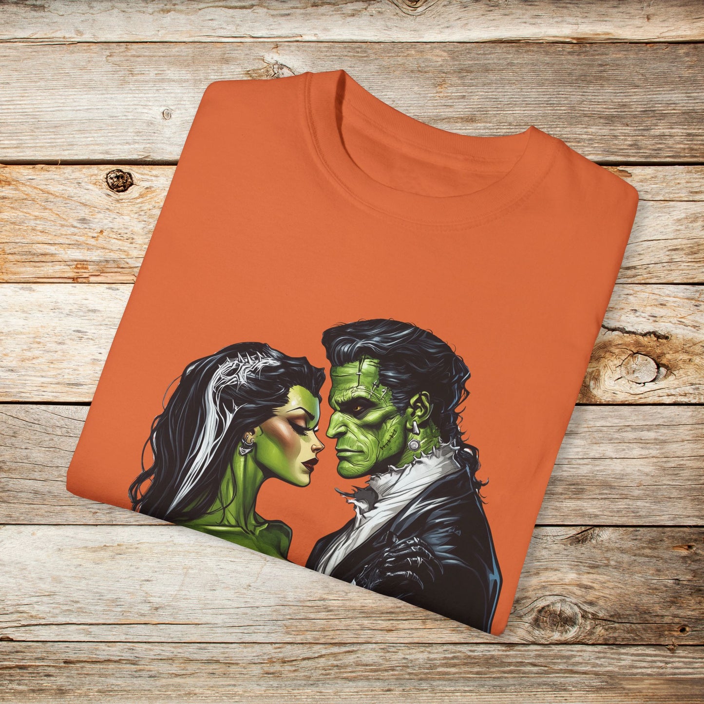 Creature and Bride of Frankenstein Sexy Halloween T-Shirt - Comfort Colors Unisex Crew