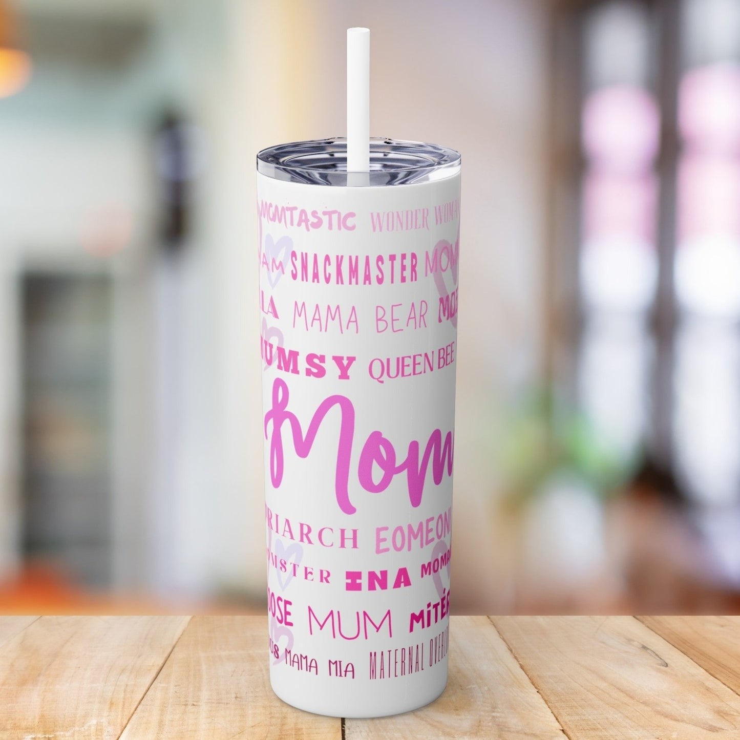 Mom Nicknames - 20oz Skinny Tumbler with Matching Straw