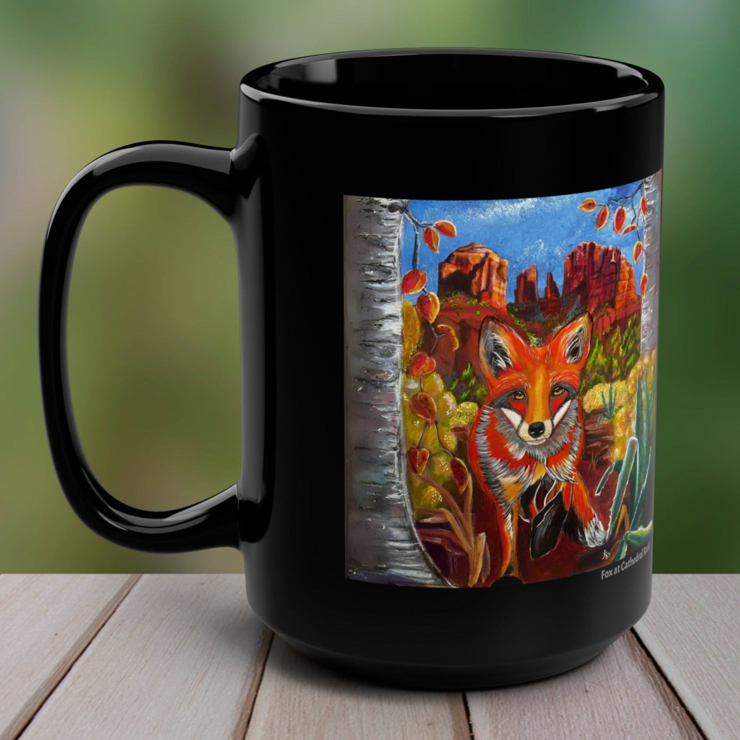 Sedona Fox Mug - 15oz Glossy Ceramic - Fox at Cathedral Rock from Mama Mosaic Artworks