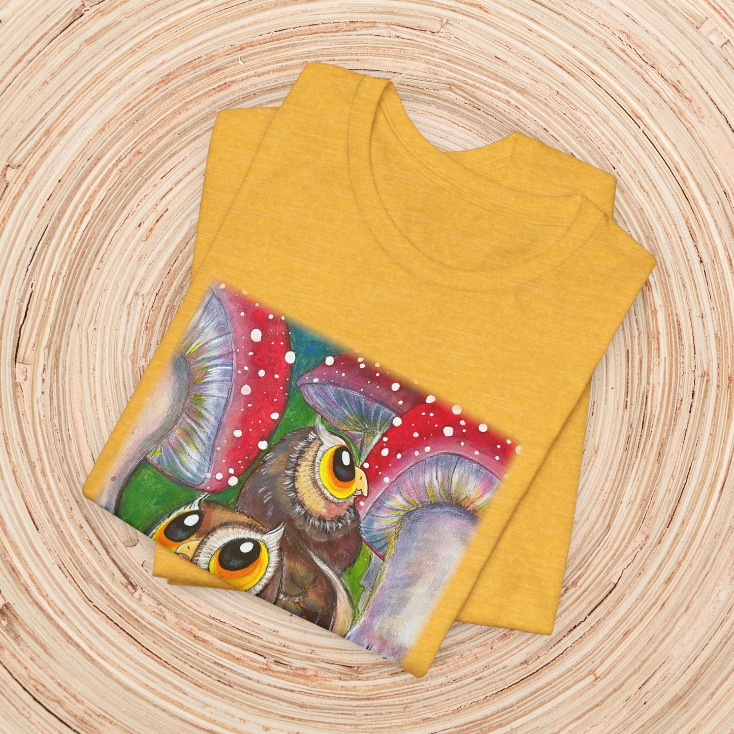 Owls and Shrooms Unisex TShirt - Lost in Shroomtasia from Mama Mosaic Artworks