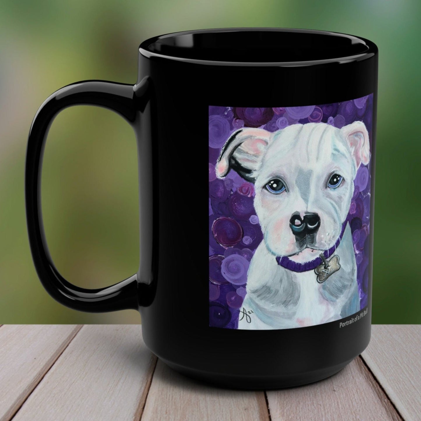 Pit Bull Mug - 15oz Glossy Ceramic - Portrait of a Pit Bull from Mama Mosaic Artworks