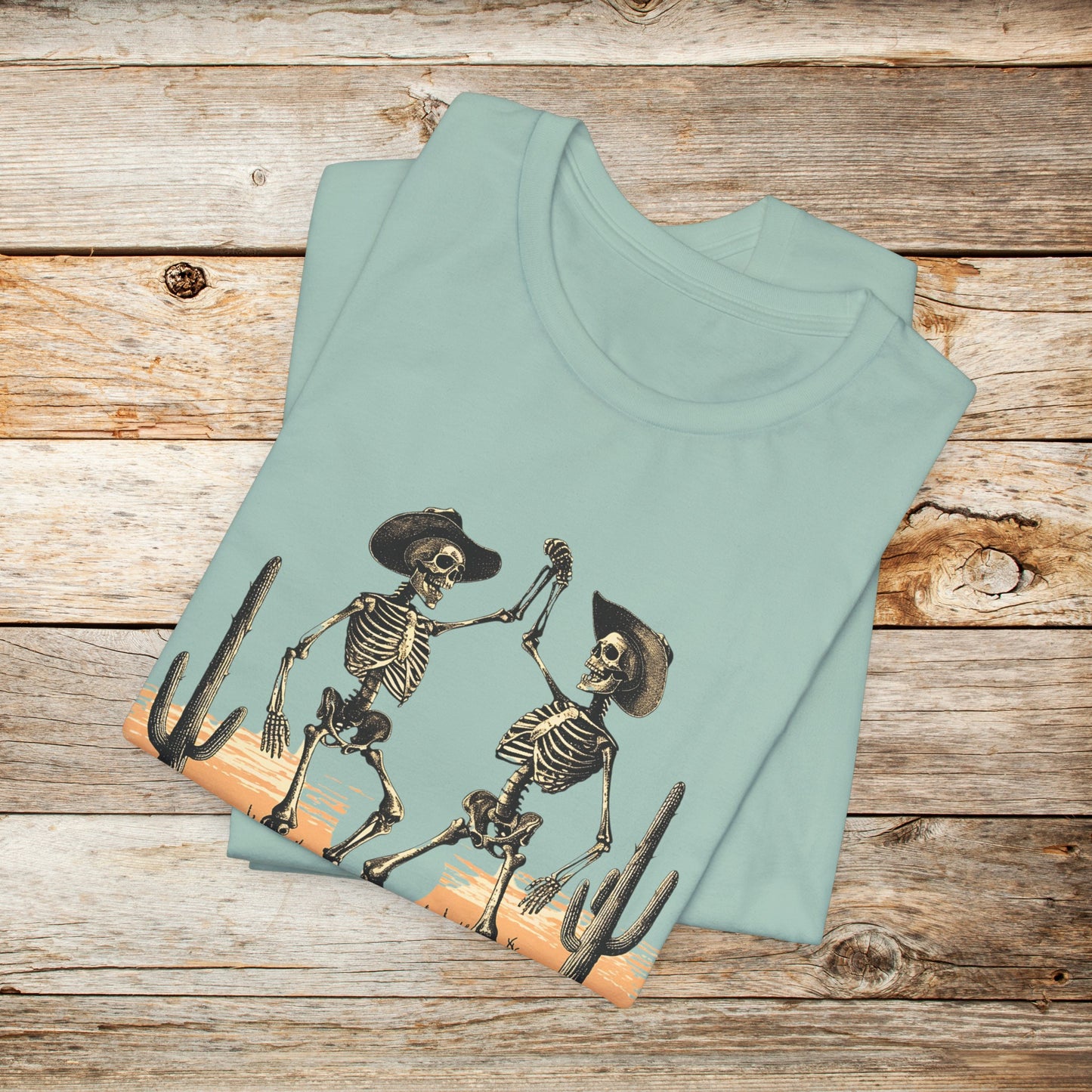 Skeleton TShirt - Dancing Cowboy Skeletons Unisex Crew