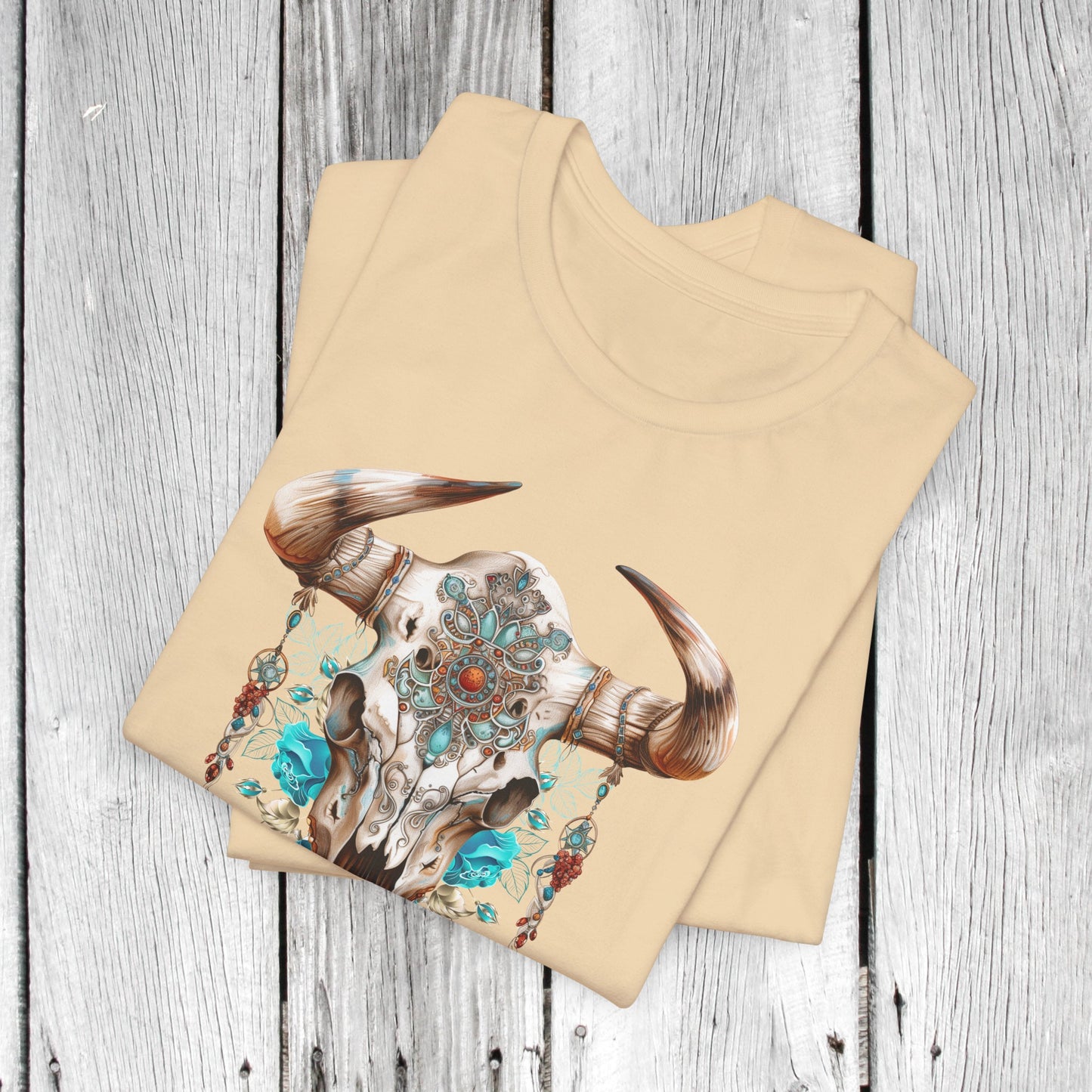 Western Bull Skull with Inlaid Turquoise Unisex TShirt