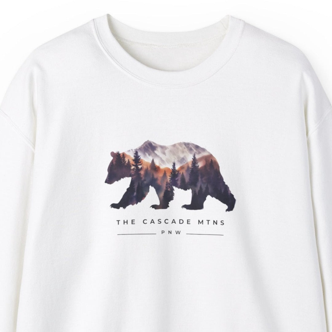 Sweatshirt - PNW Bearscape Unisex Crewneck - The Cascade Mountain Range