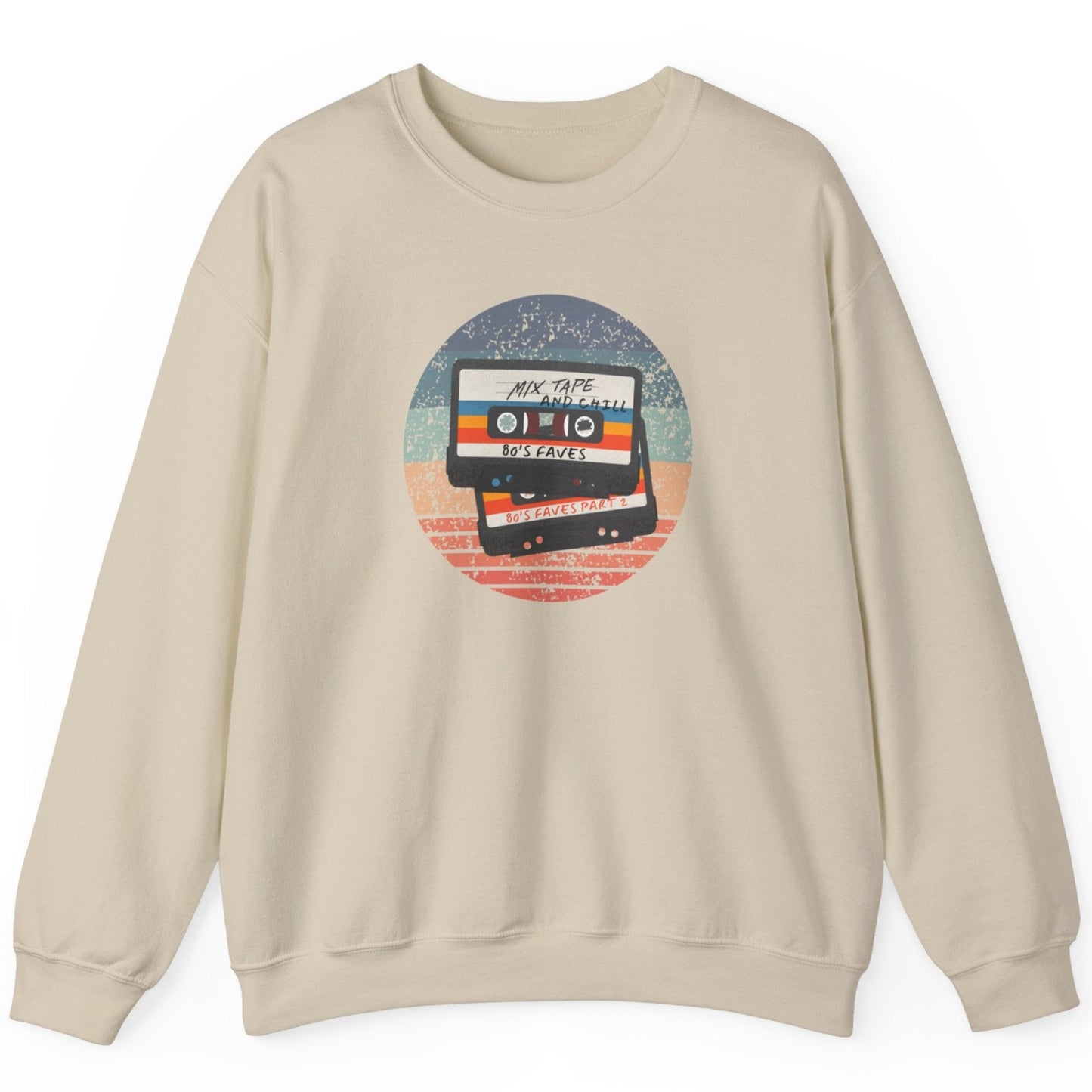 Sweatshirt - 80s Retro Mix Tape and Chill Unisex Crewneck