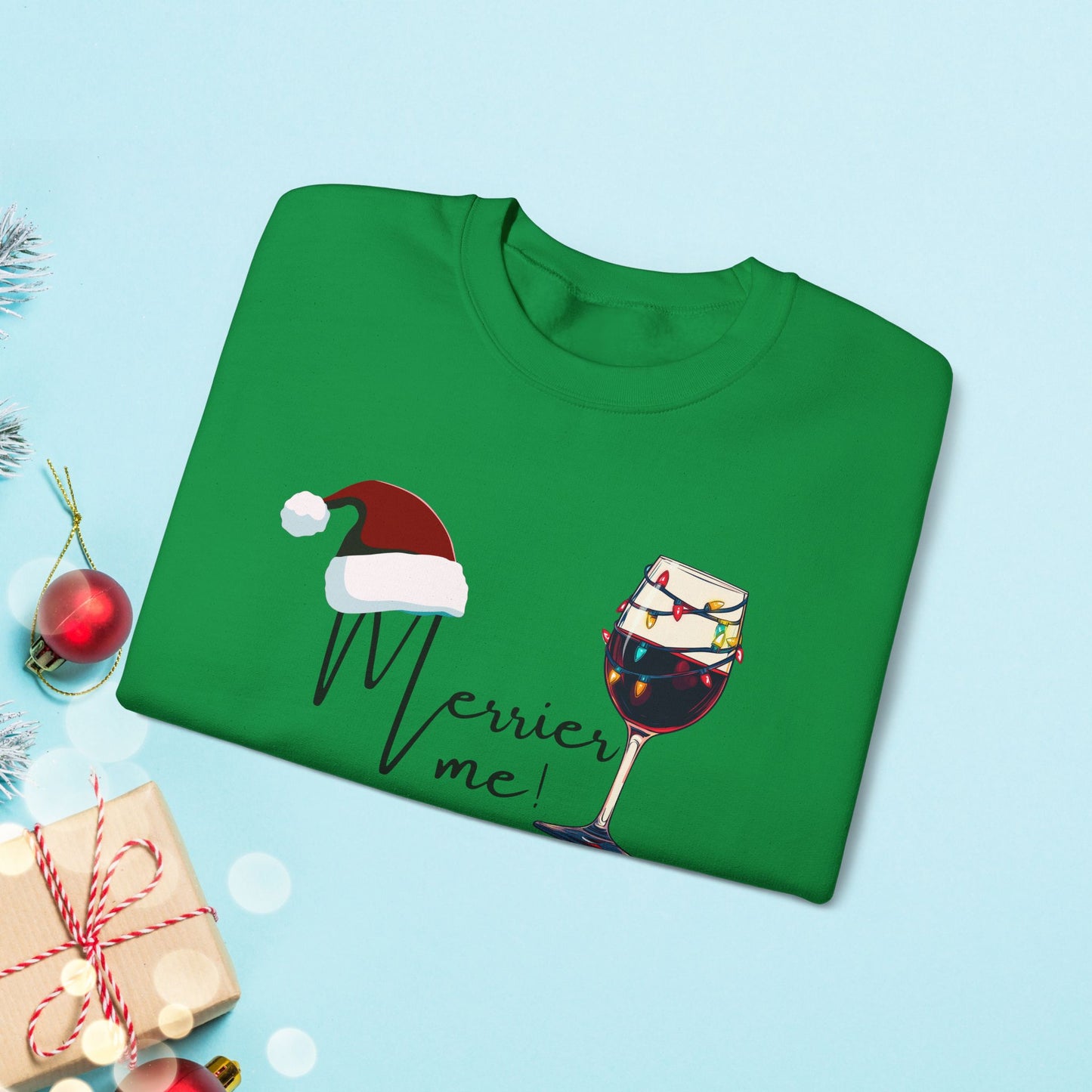 Christmas Wine Sweatshirt - Merry Me - Unisex Crew