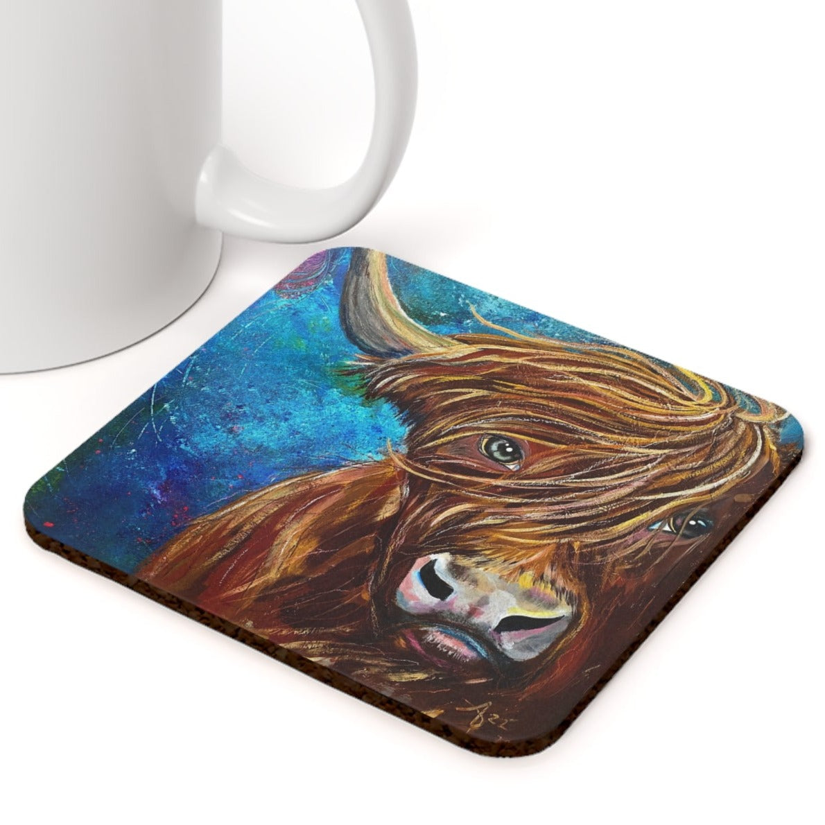 Highland Cow Coasters - Highland Bull I Won't Back Down from Mama Mosaic Artworks with Cork Back