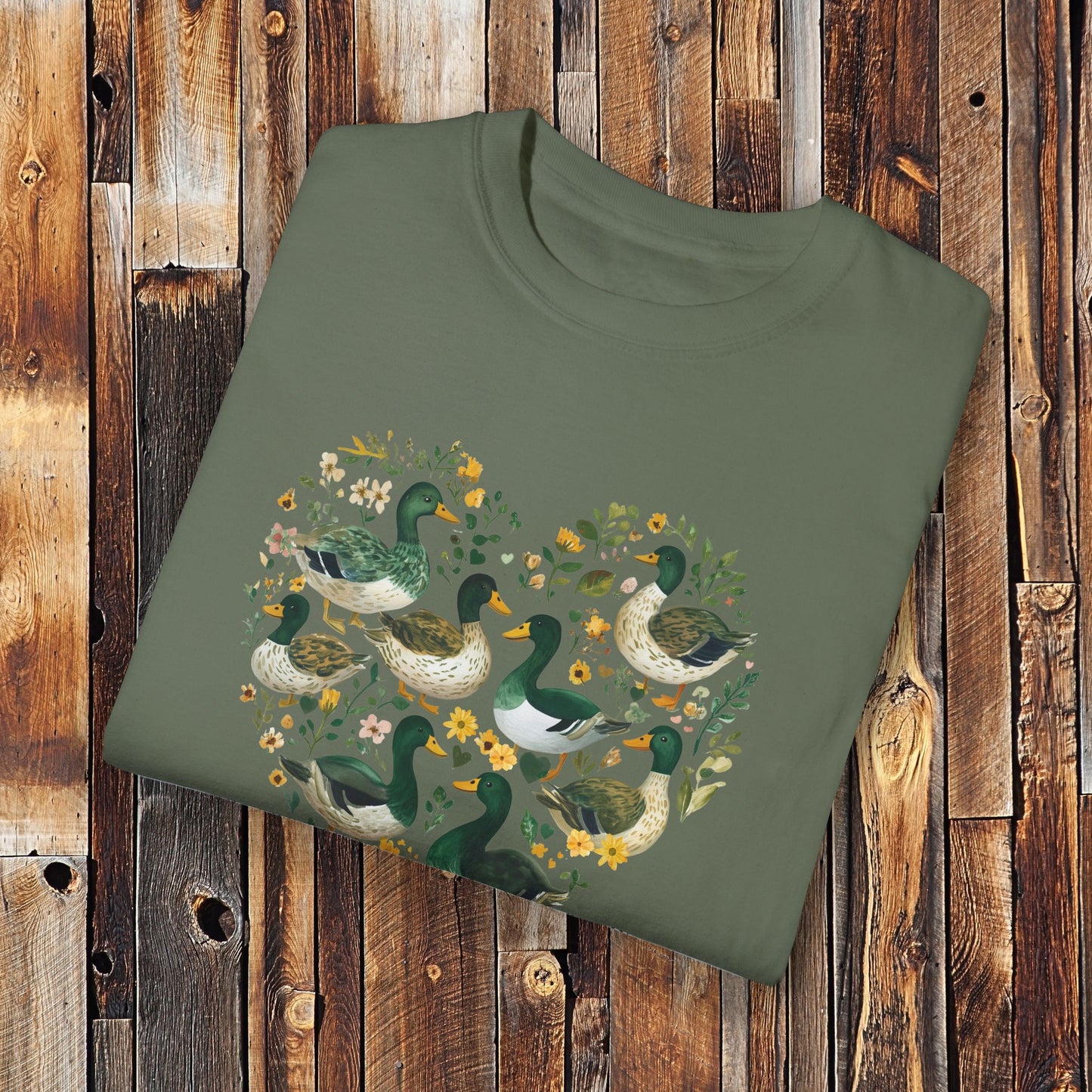 Mallard Ducks Shirt - Eugene Oregon Green Yellow Folk Art Retro Comfort Colors Unisex Crew