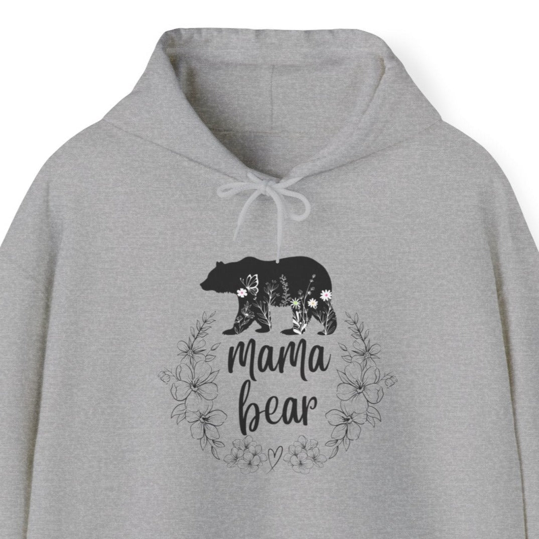 Hoodie - Mama Bear Floral Wreath Unisex Hooded Sweatshirt