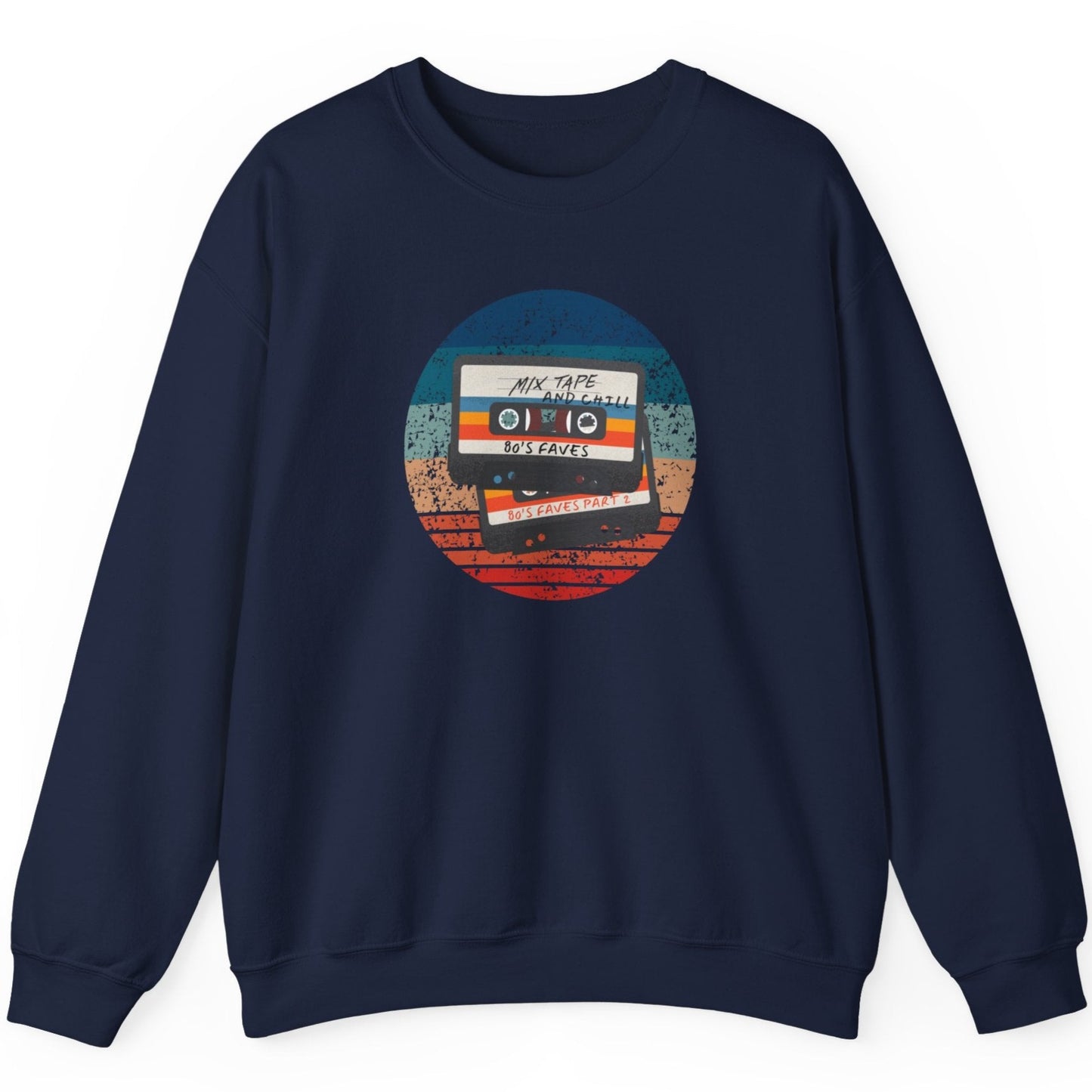 Sweatshirt - 80s Retro Mix Tape and Chill Unisex Crewneck