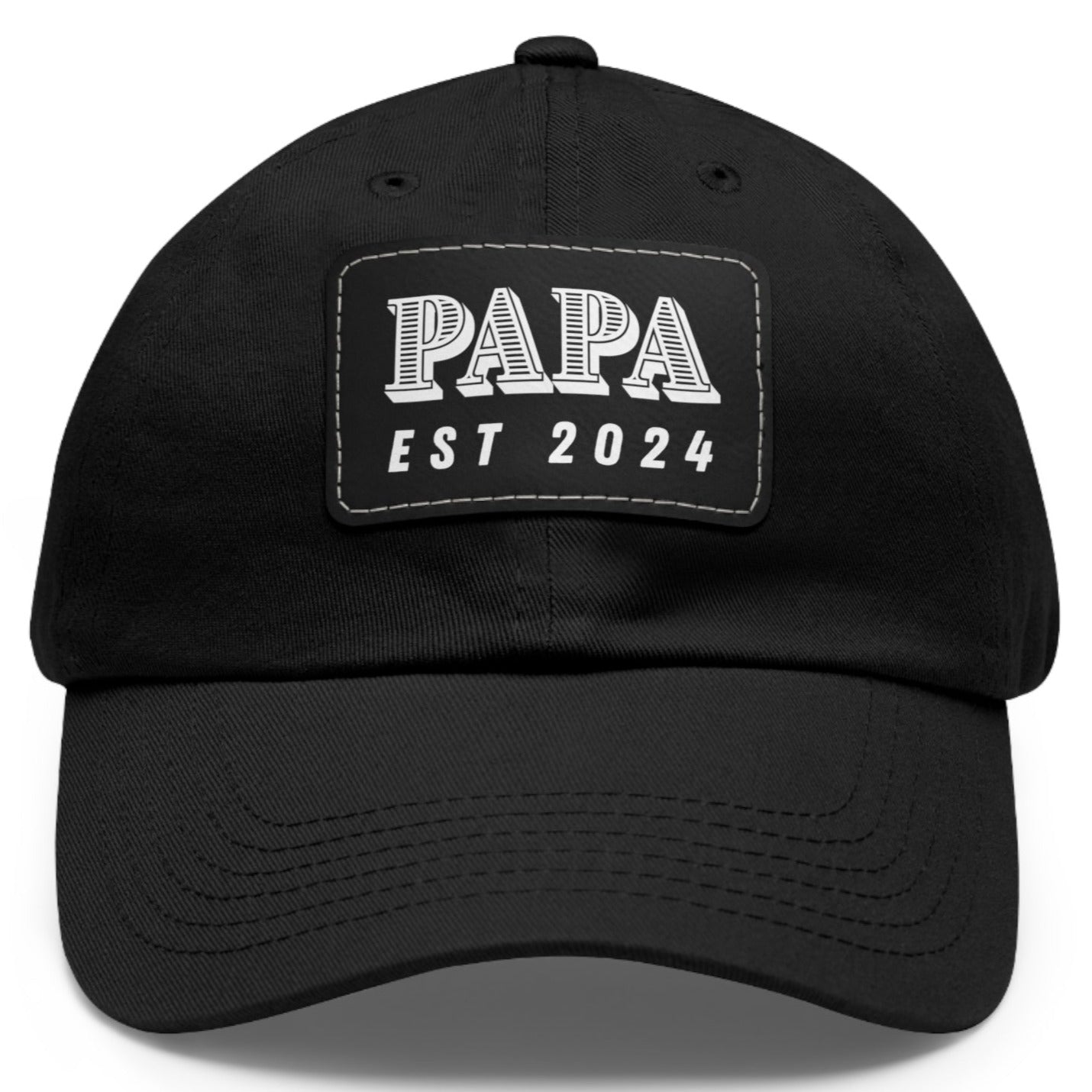 Papa Est 2024 Ball Cap with Faux Leather Patch - Adjustable