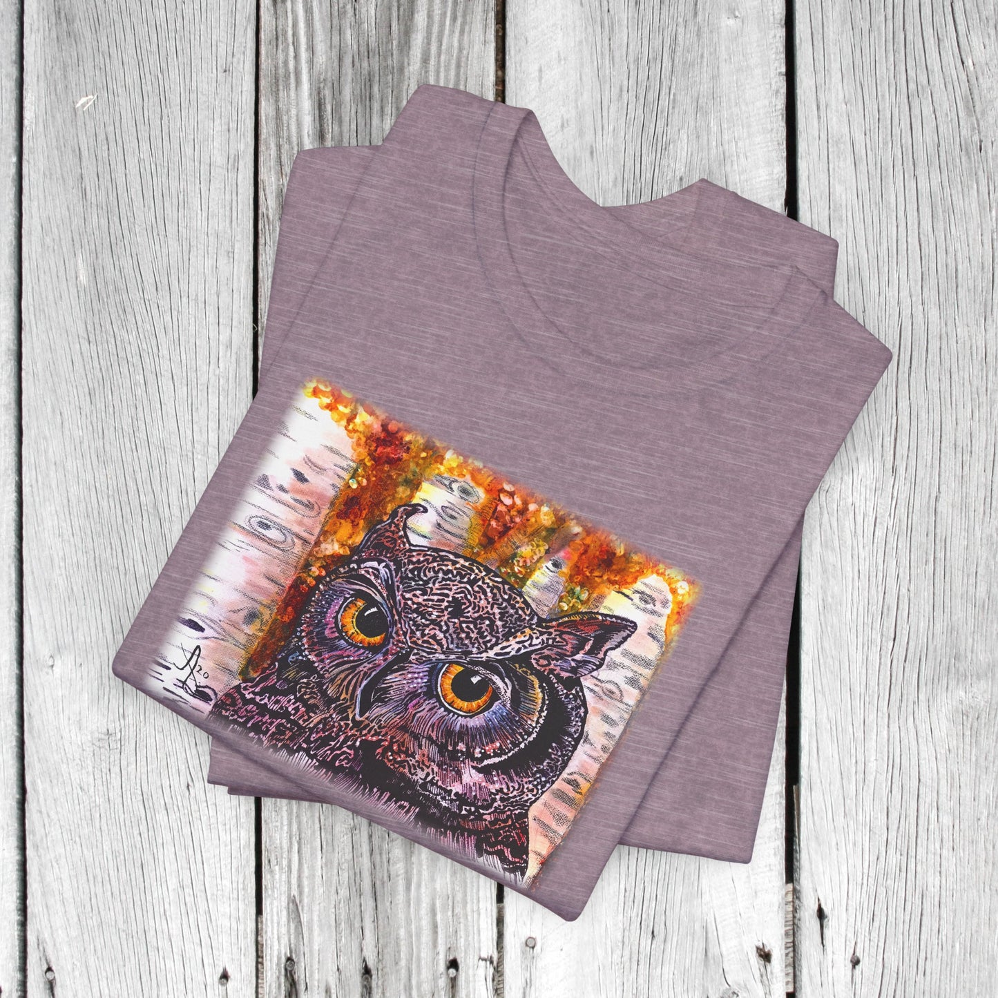 Horned Owl Unisex TShirt - Portrait of an Owl from Mama Mosaic Artworks