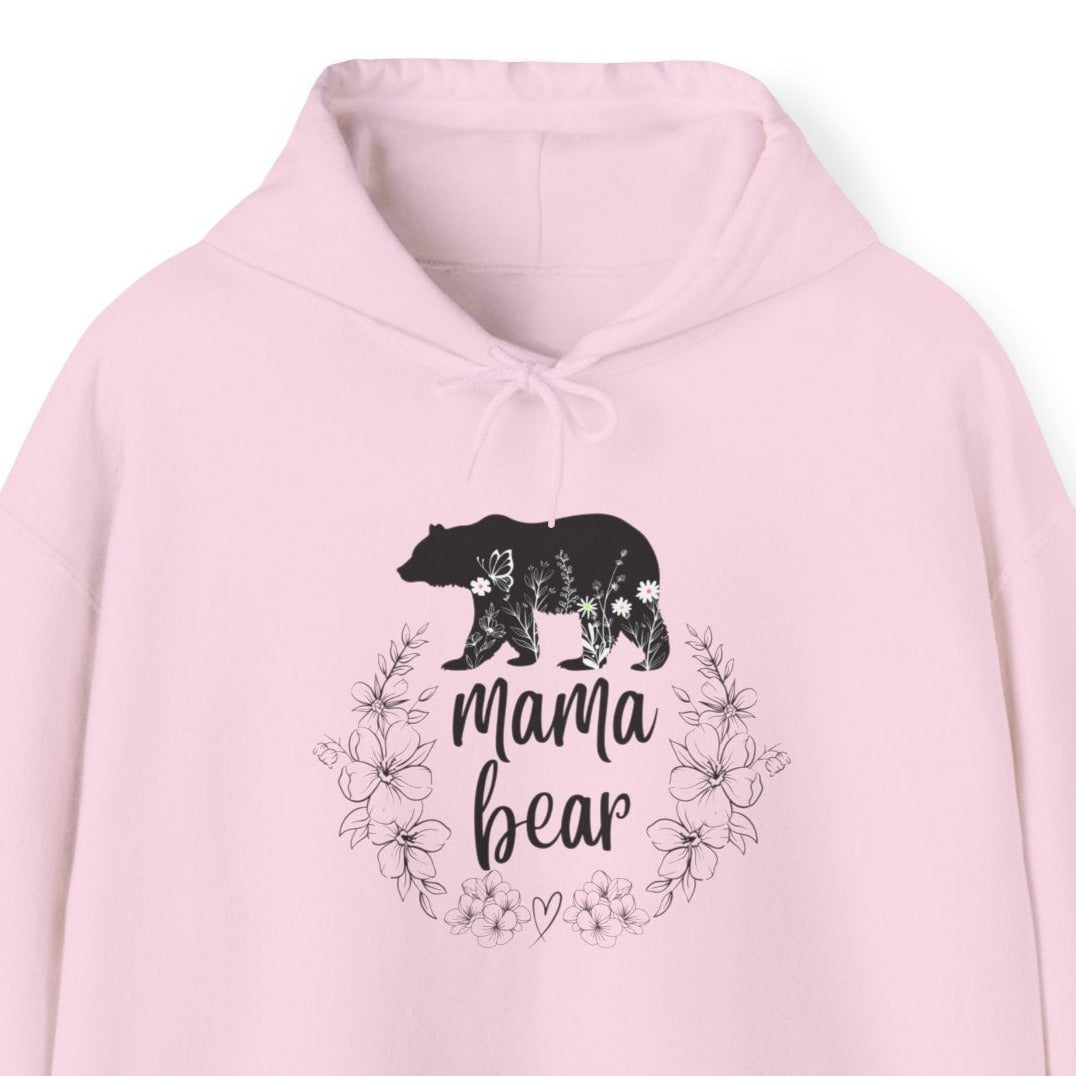 Hoodie - Mama Bear Floral Wreath Unisex Hooded Sweatshirt