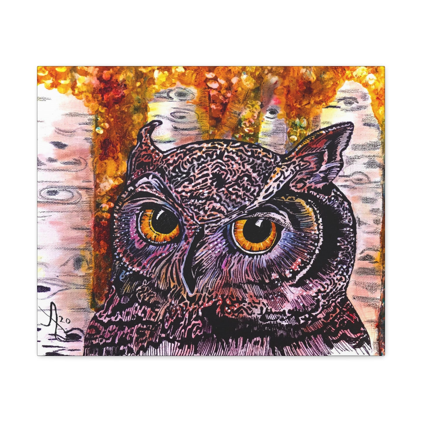 Fine Art Canvas - Portrait of an Owl from Mama Mosaic Artworks