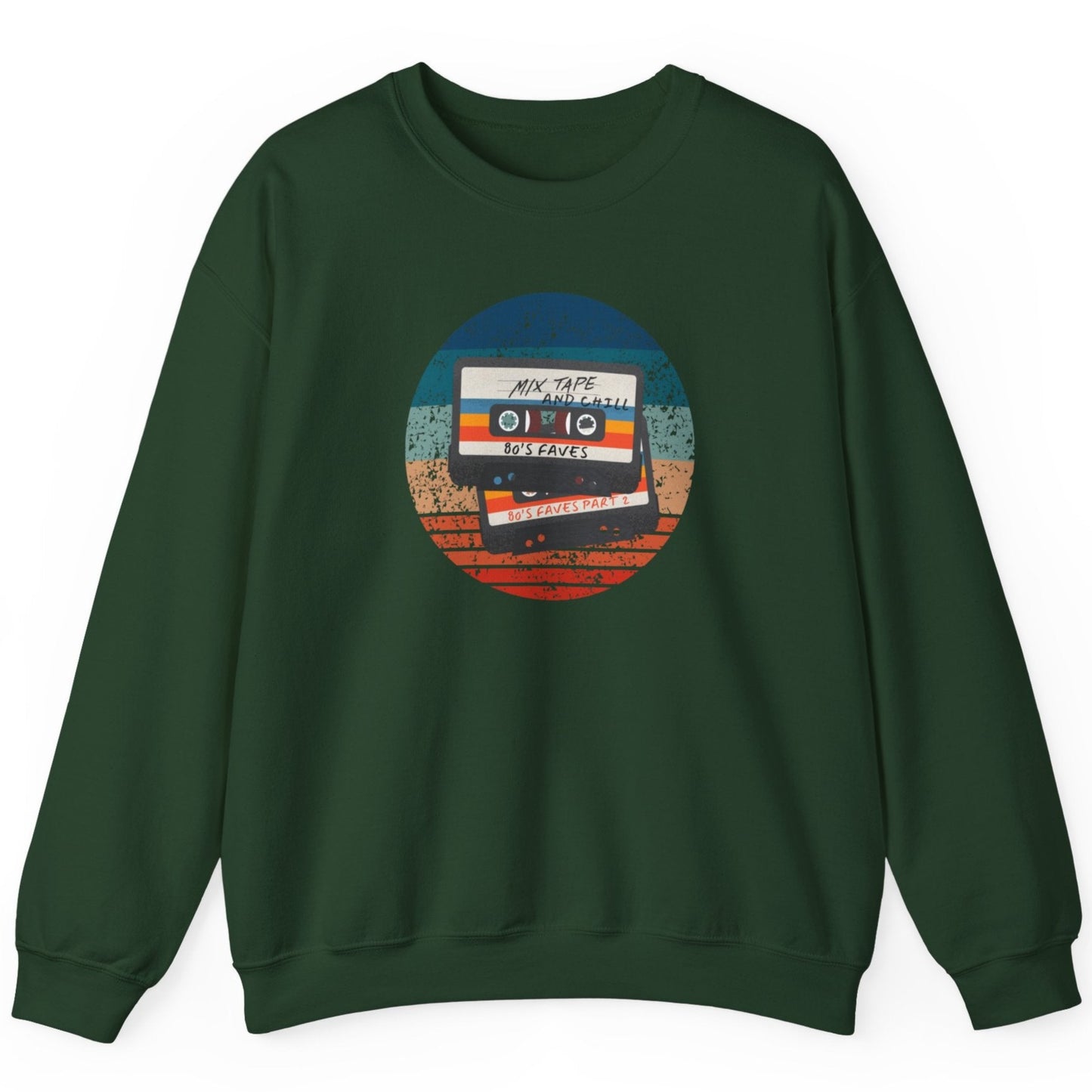 Sweatshirt - 80s Retro Mix Tape and Chill Unisex Crewneck