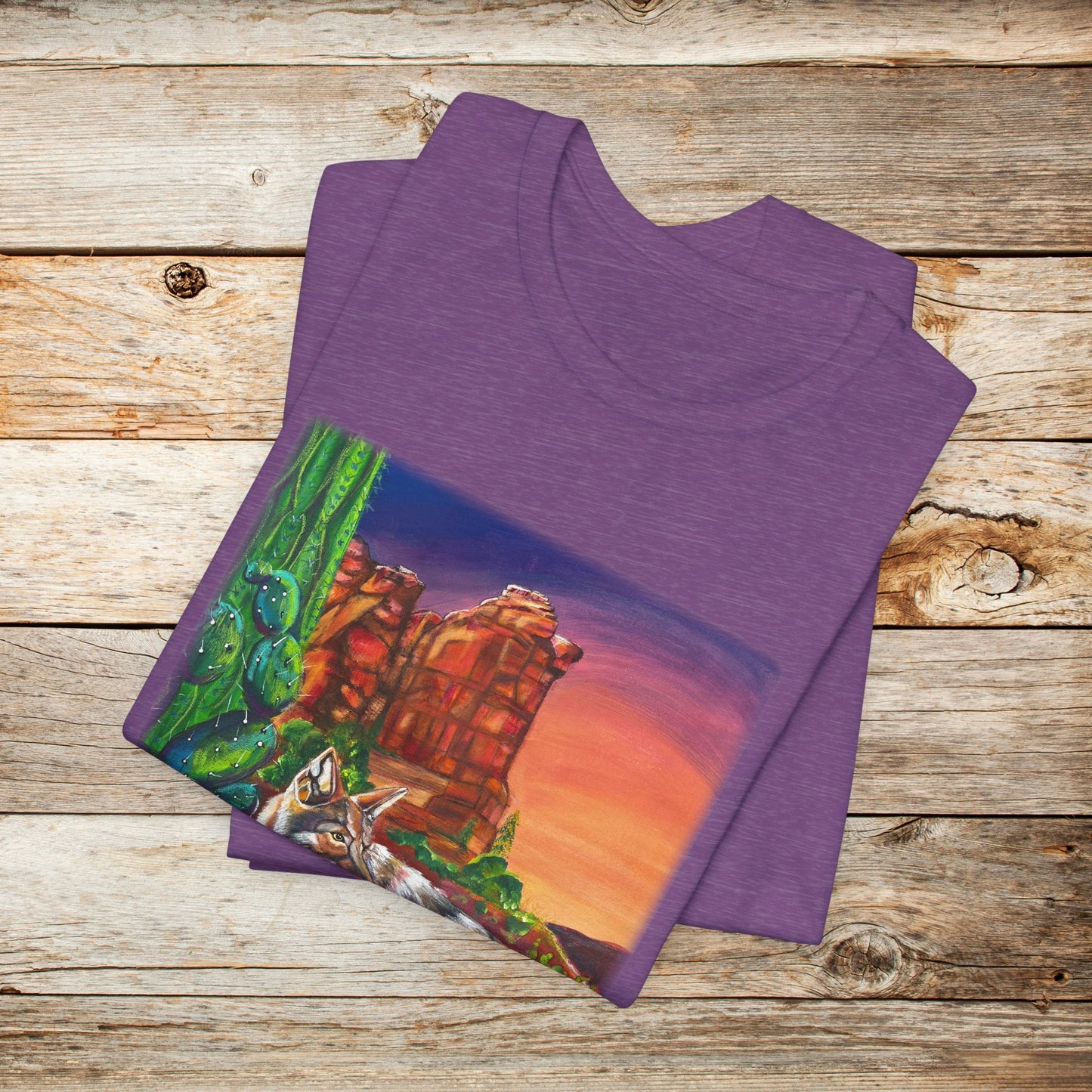 Sedona Coyote Unisex TShirt - Coyote at Coffee Pot Rock from Mama Mosaic Artworks