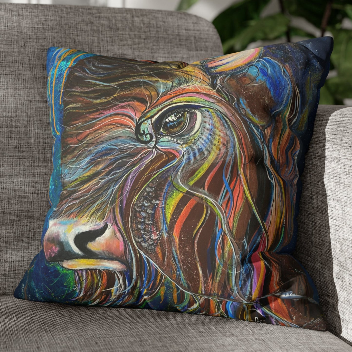 Bison Throw Pillow Cover - Faux Suede - 2 Sizes - Be Strong, Adapt and Survive from Mama Mosaic Artworks