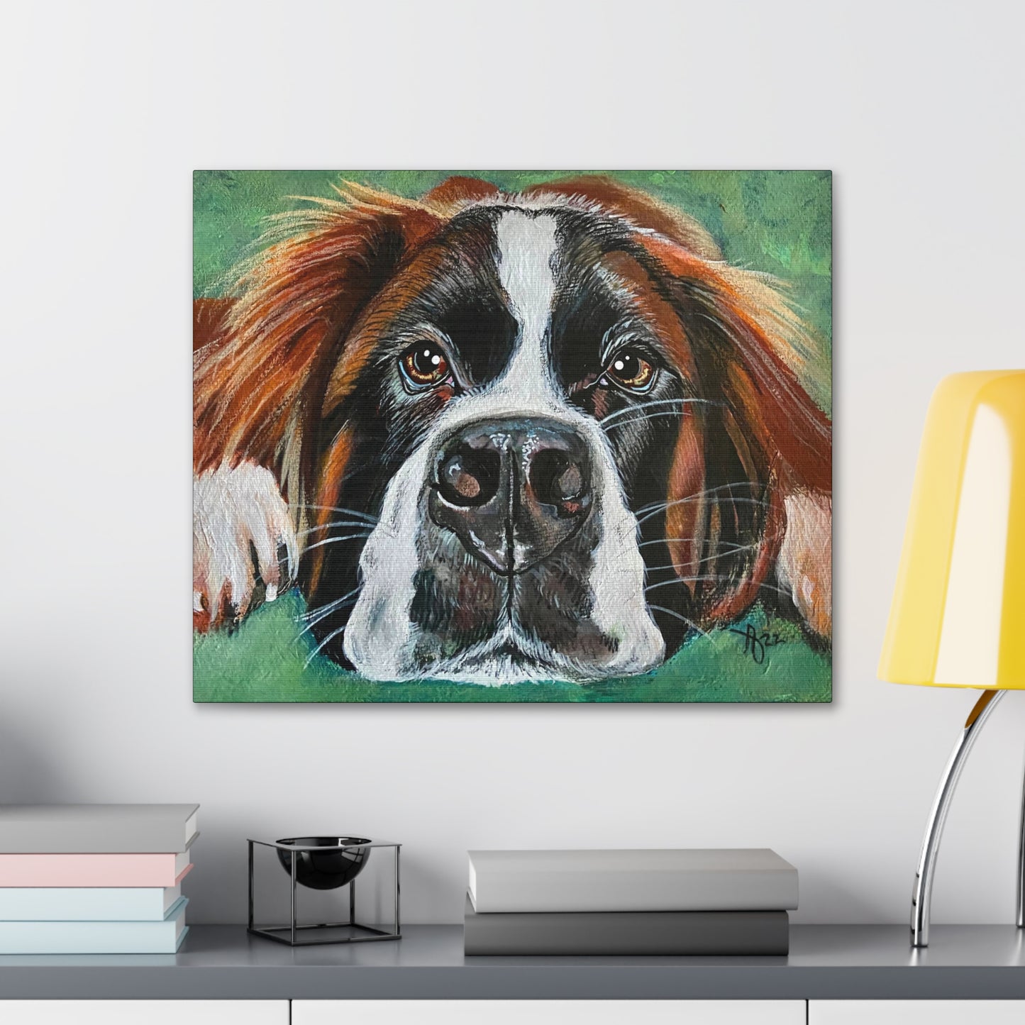 Fine Art Canvas - Portrait of a Saint Bernard from Mama Mosaic Artworks