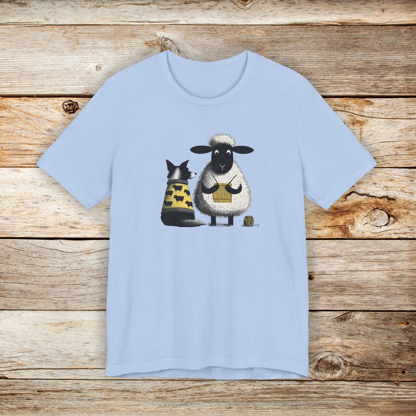 Border Collie and Sheep Friends Shirt: Sheep Knitting Hobby, Unisex Crew Tee