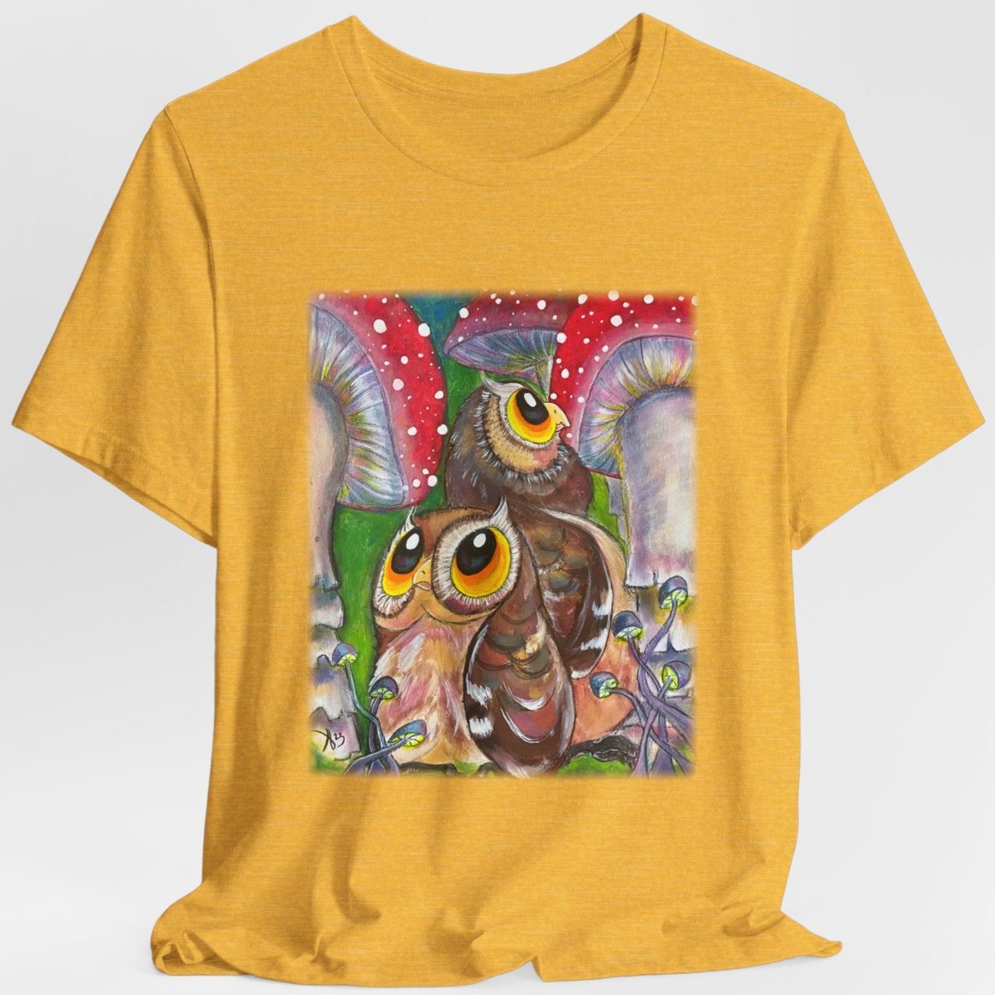 Owls and Shrooms Unisex TShirt - Lost in Shroomtasia from Mama Mosaic Artworks