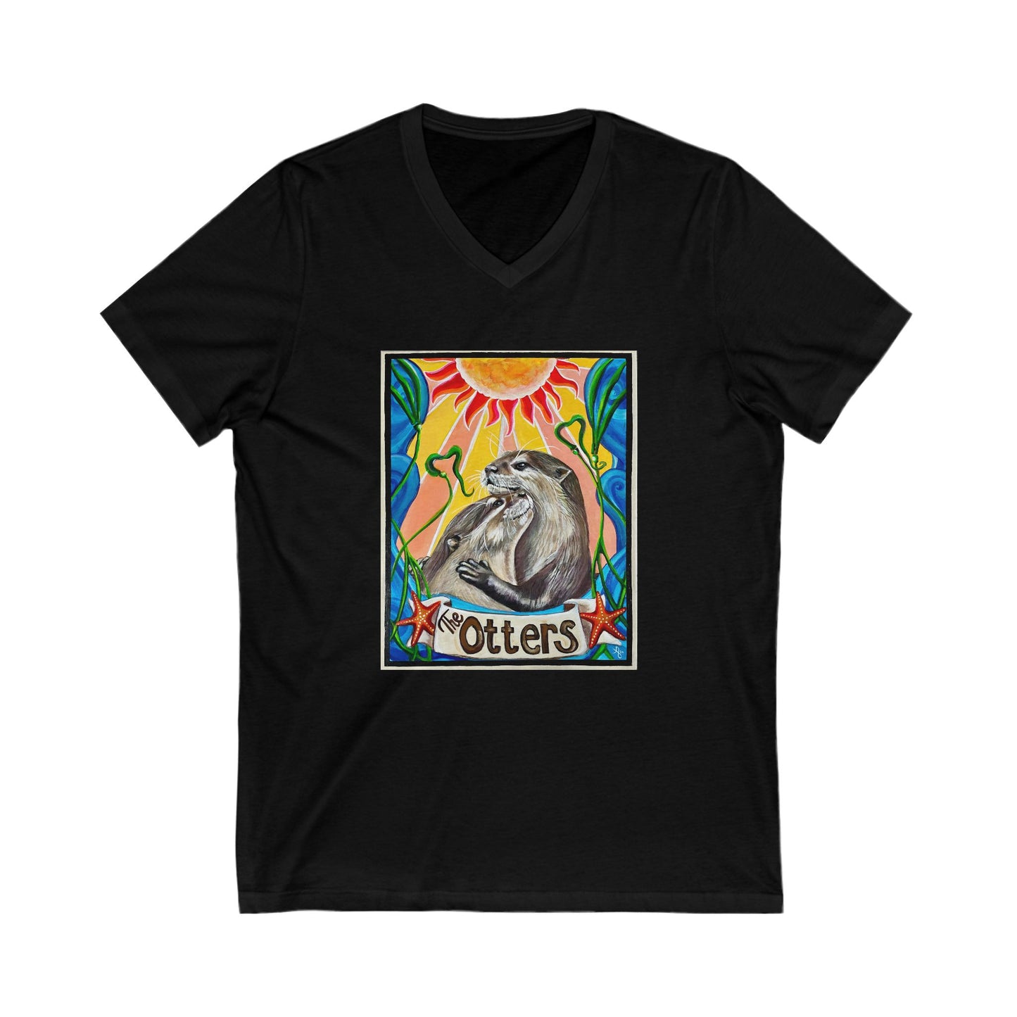 Otter Love V-Neck Tee | Unisex Short Sleeve Shirt, Animal Lover Gift, Nature Tee, Cute Otter Shirt