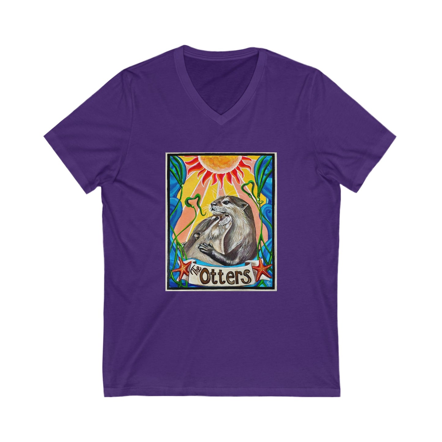 Otter Love V-Neck Tee | Unisex Short Sleeve Shirt, Animal Lover Gift, Nature Tee, Cute Otter Shirt