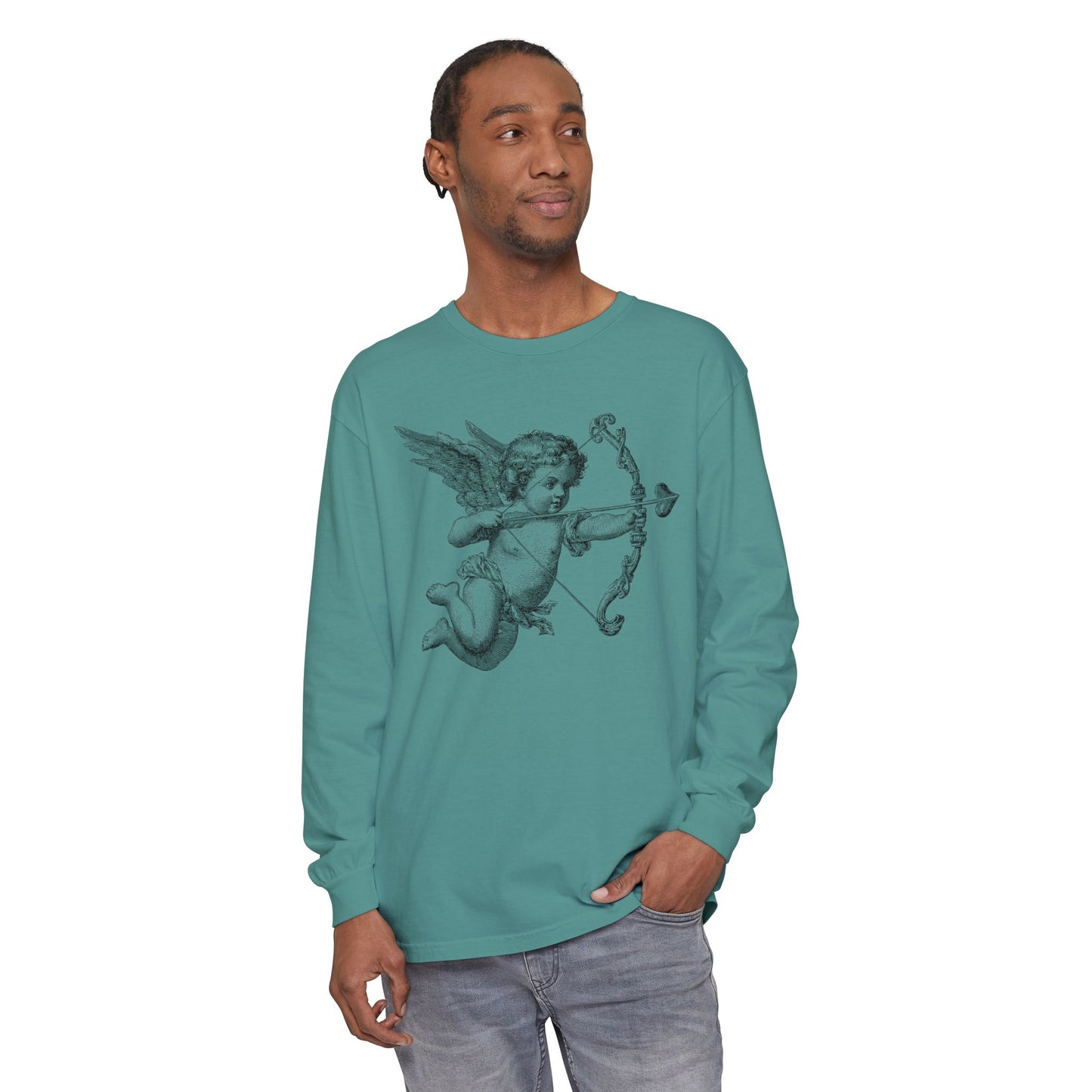 Cupid Cherub Valentine Long Sleeve Shirt CC 6014 | Vintage Baroque Aesthetic, Unisex Crew
