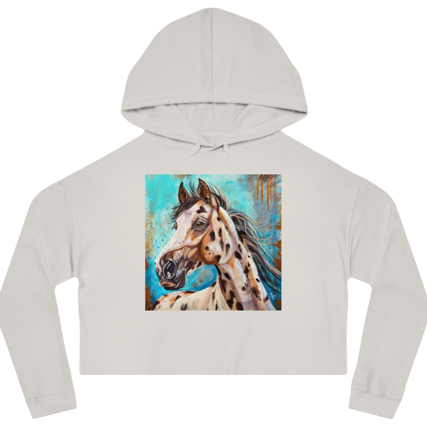 Appaloosa Cropped Hooded Sweatshirt - Gypsy From Mama Mosaic Artworks