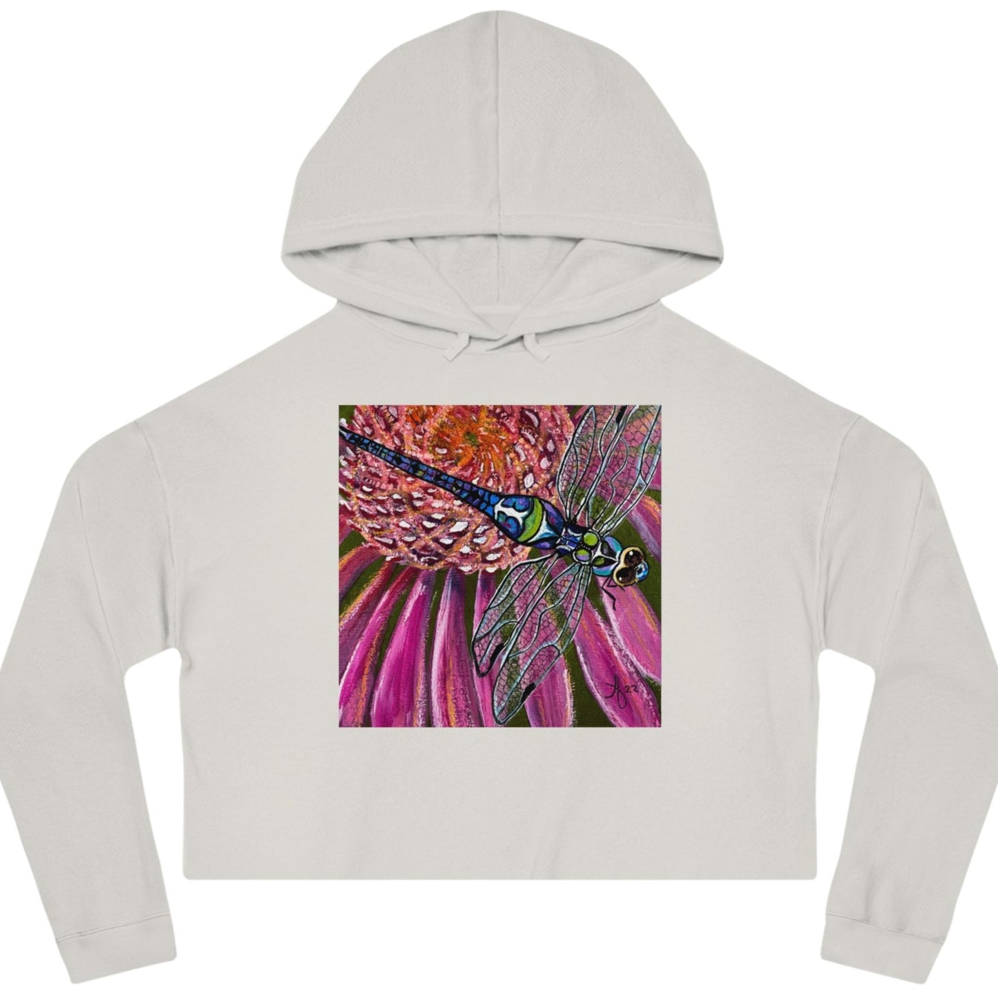 Dragonfly Cropped Hooded Sweatshirt - Garden Jewel from Mama Mosaic Artworks