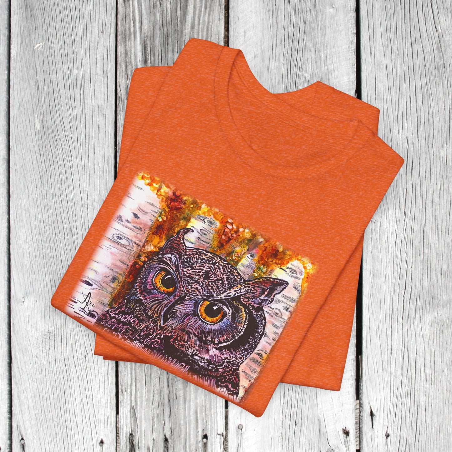 Horned Owl Unisex TShirt - Portrait of an Owl from Mama Mosaic Artworks