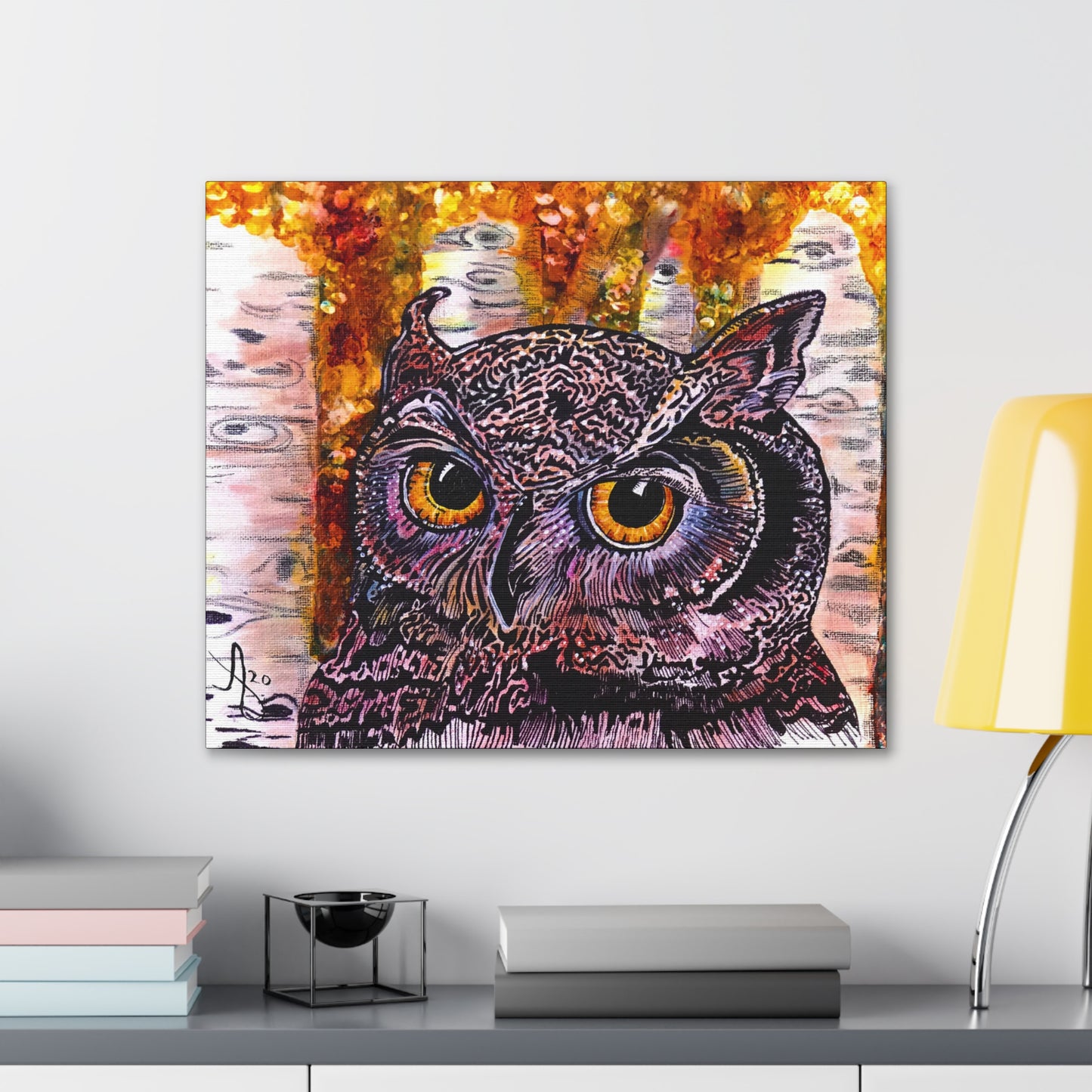 Fine Art Canvas - Portrait of an Owl from Mama Mosaic Artworks