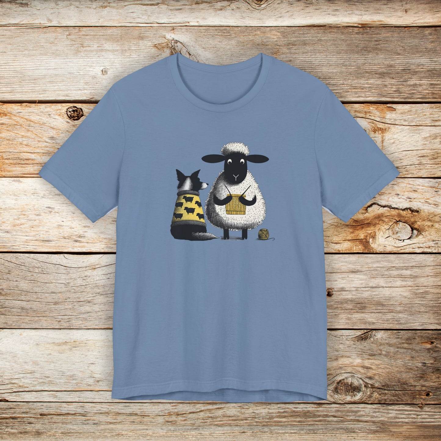 Border Collie and Sheep Friends Shirt: Sheep Knitting Hobby, Unisex Crew Tee