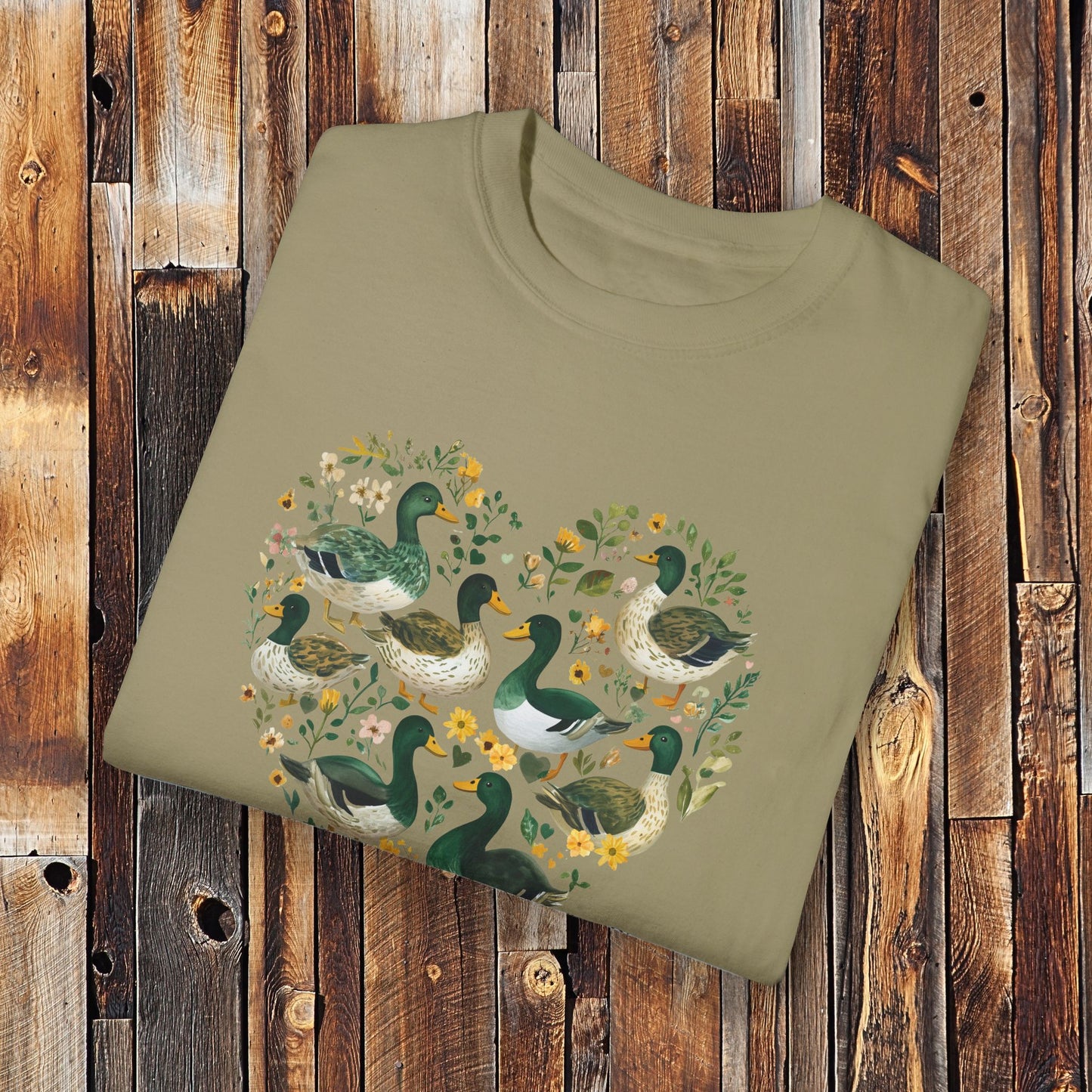 Mallard Ducks Shirt - Eugene Oregon Green Yellow Folk Art Retro Comfort Colors Unisex Crew