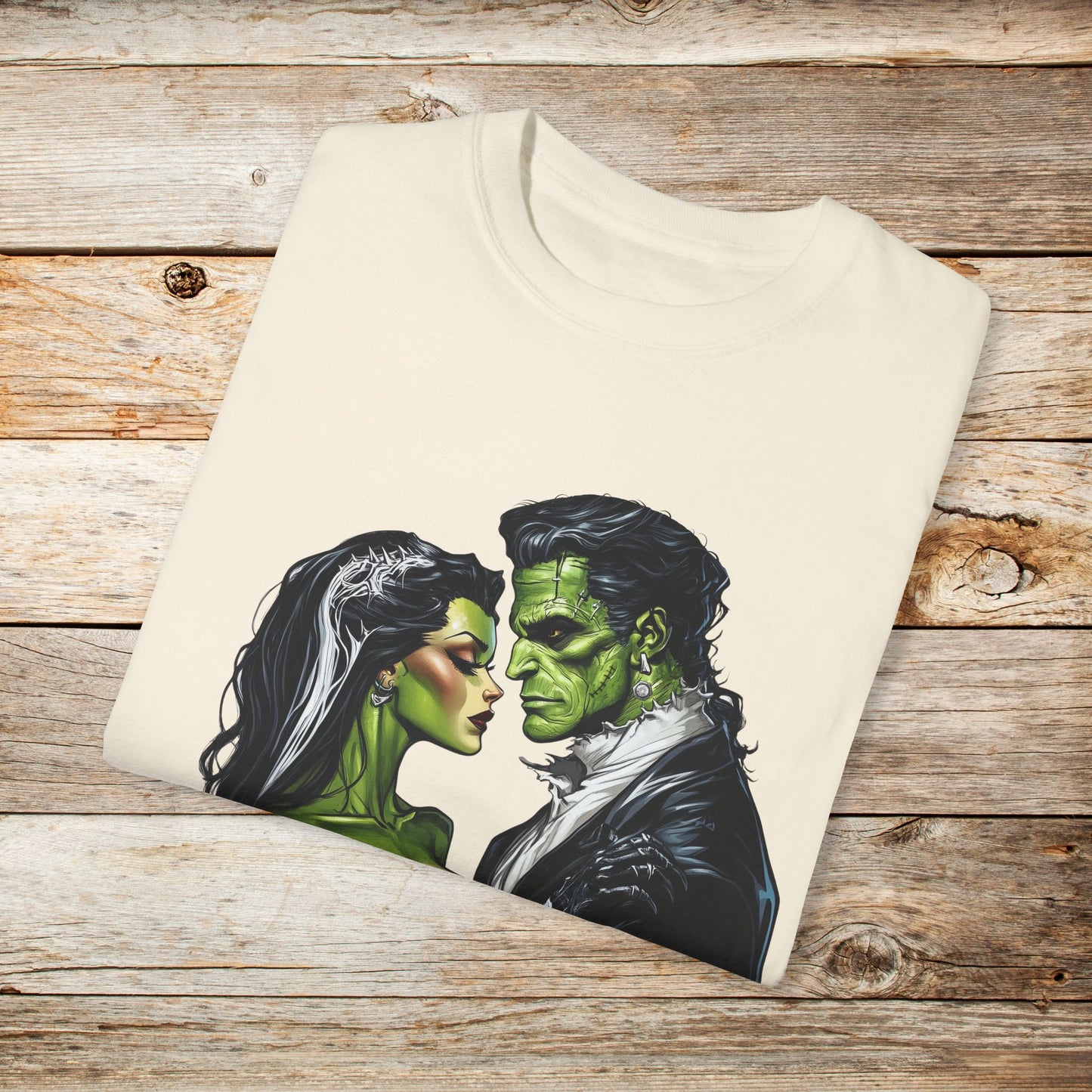 Creature and Bride of Frankenstein Sexy Halloween T-Shirt - Comfort Colors Unisex Crew