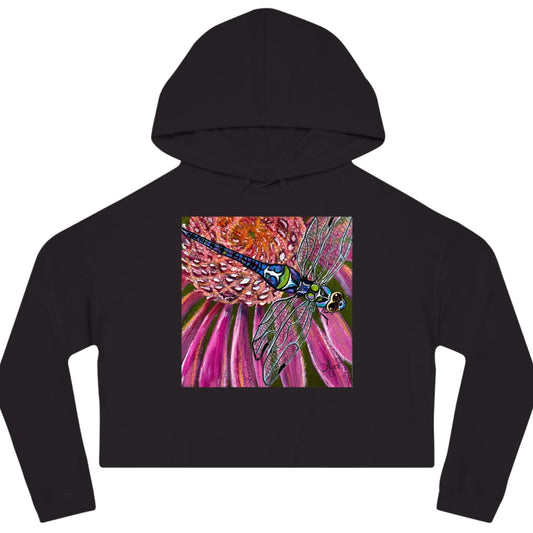 Dragonfly Cropped Hooded Sweatshirt - Garden Jewel from Mama Mosaic Artworks