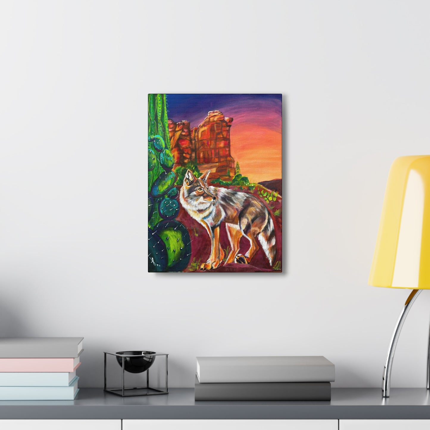 Fine Art Canvas - Coyote at Coffee Pot Rock from Mama Mosaic Artworks