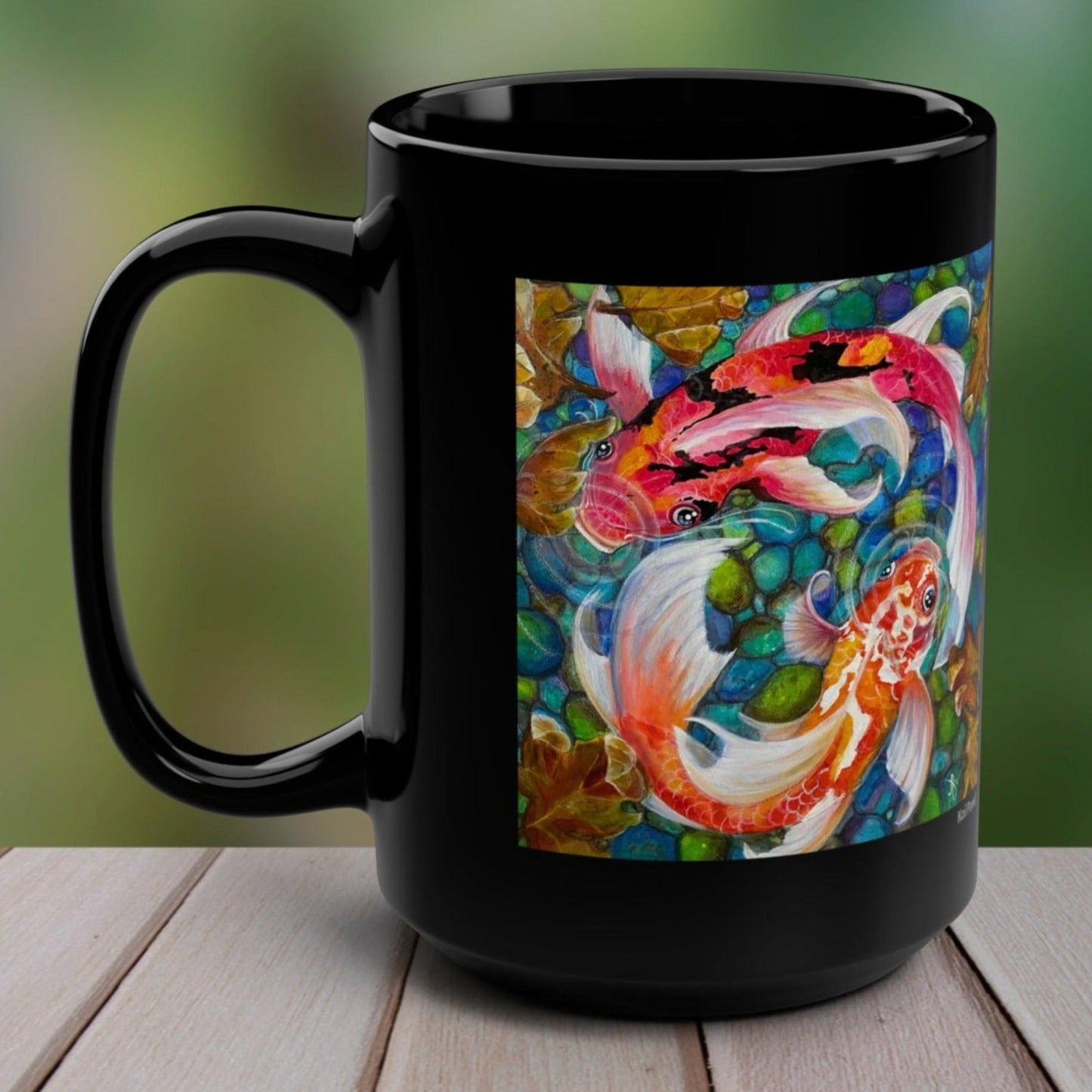 Koi Mug - 15oz Glossy Ceramic - Koi Pond from Mama Mosaic Artworks